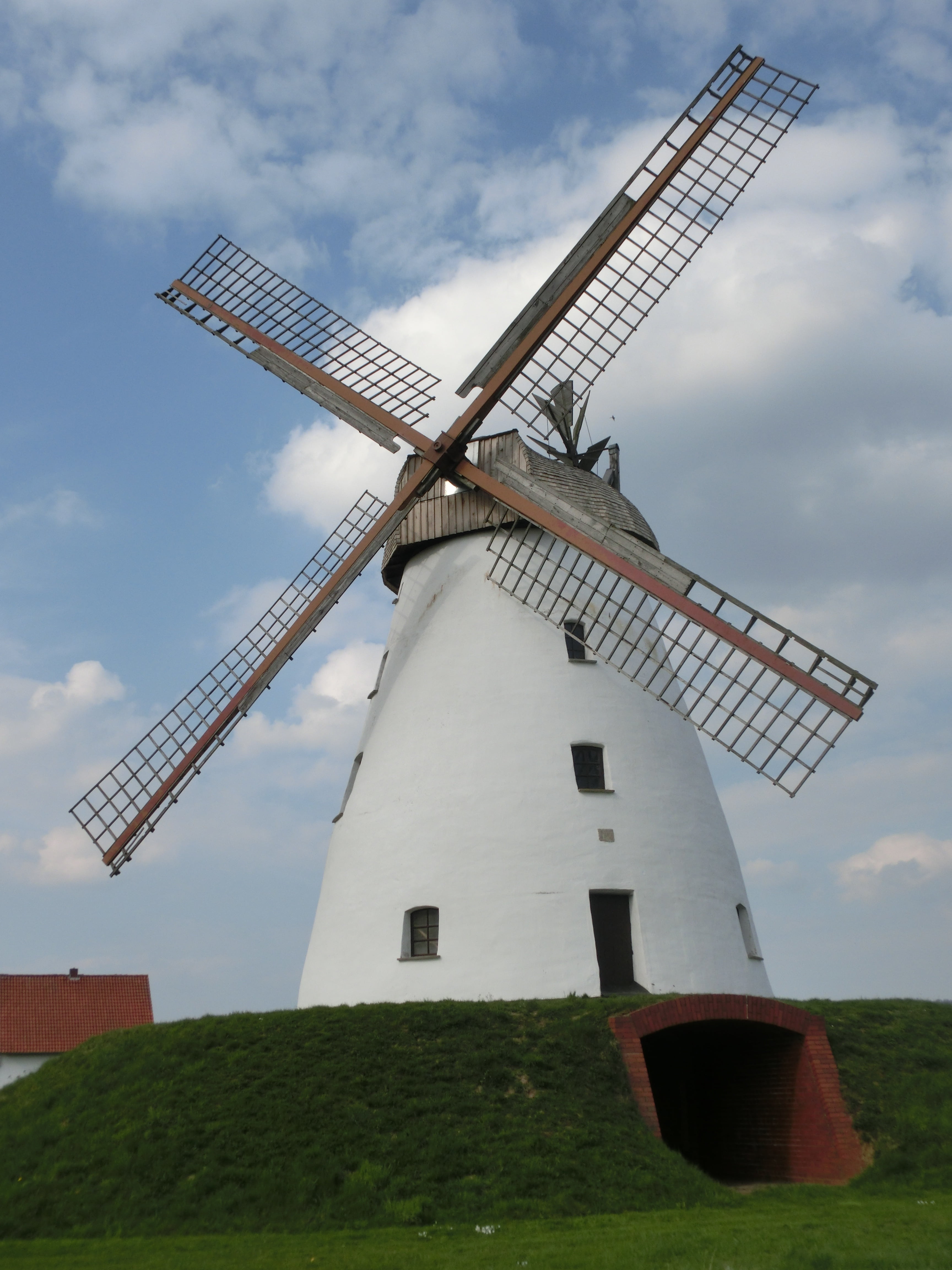 environment, outdoors, architecture, built structure, traditional Windmill, blade, history, agriculture, old, 4K, cloud - sky, field, environmental conservation, Phone HD Wallpaper