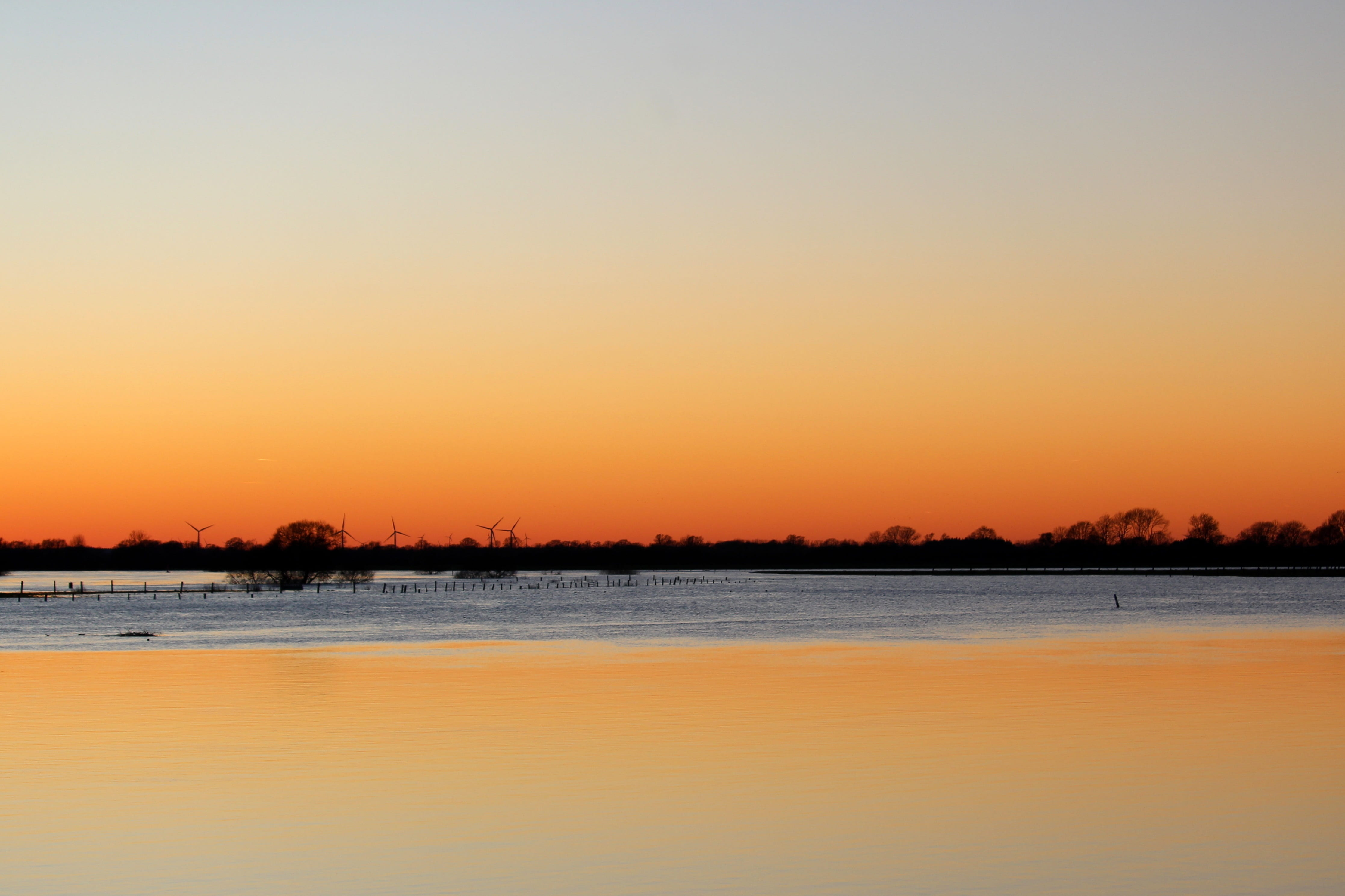 nature, waters, lake, dawn, reflection, waterfront, beauty in nature, outdoors, no people, bremen, romantic sky, evening, idyllic, tranquil scene, view into land, HD Wallpaper