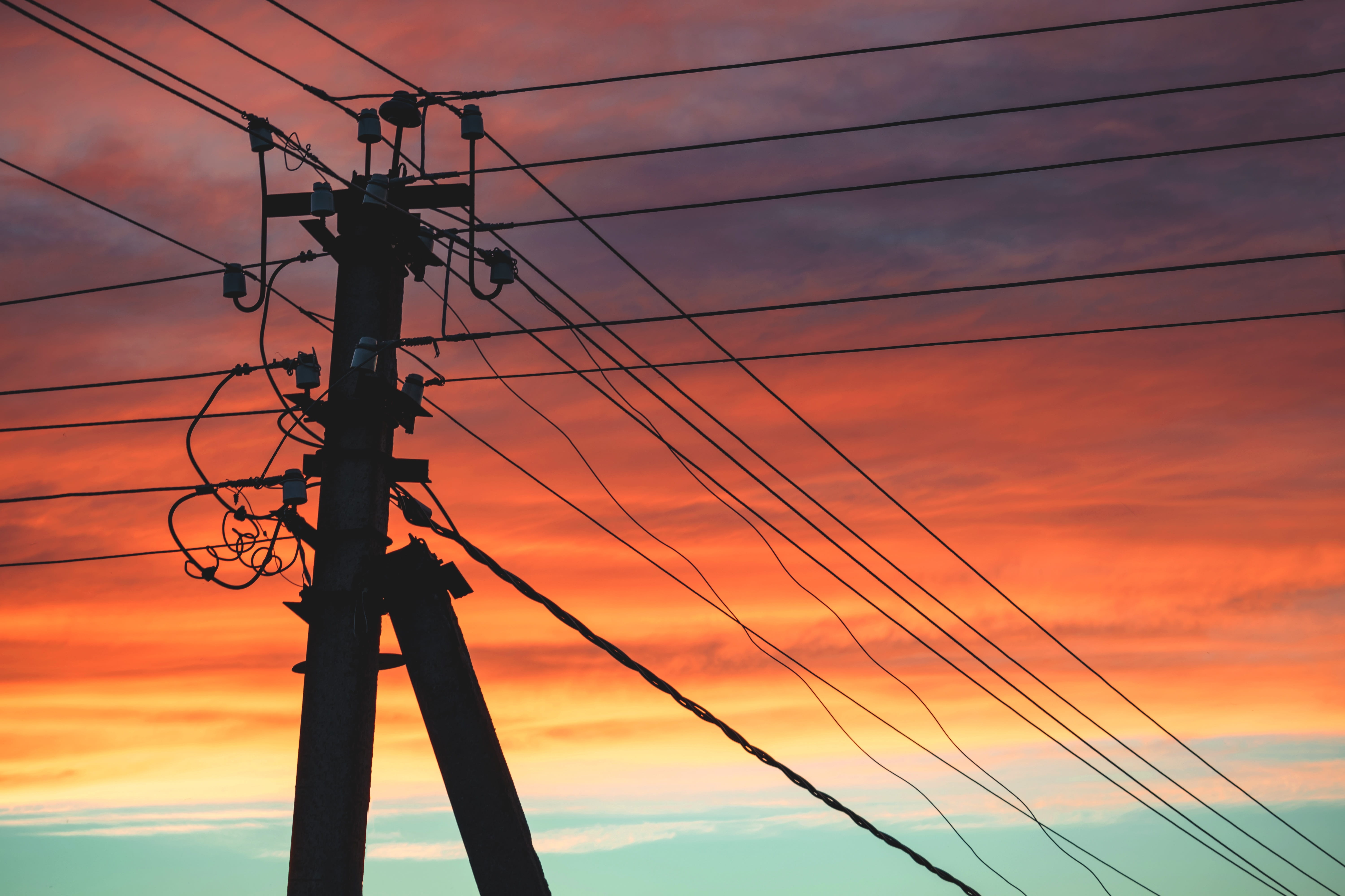 orange clouds, cloud - sky, outdoors, low angle view, lighting equipment, orange color, electricity, technology, beauty in nature, current, clouds, industrialization, HD Wallpaper