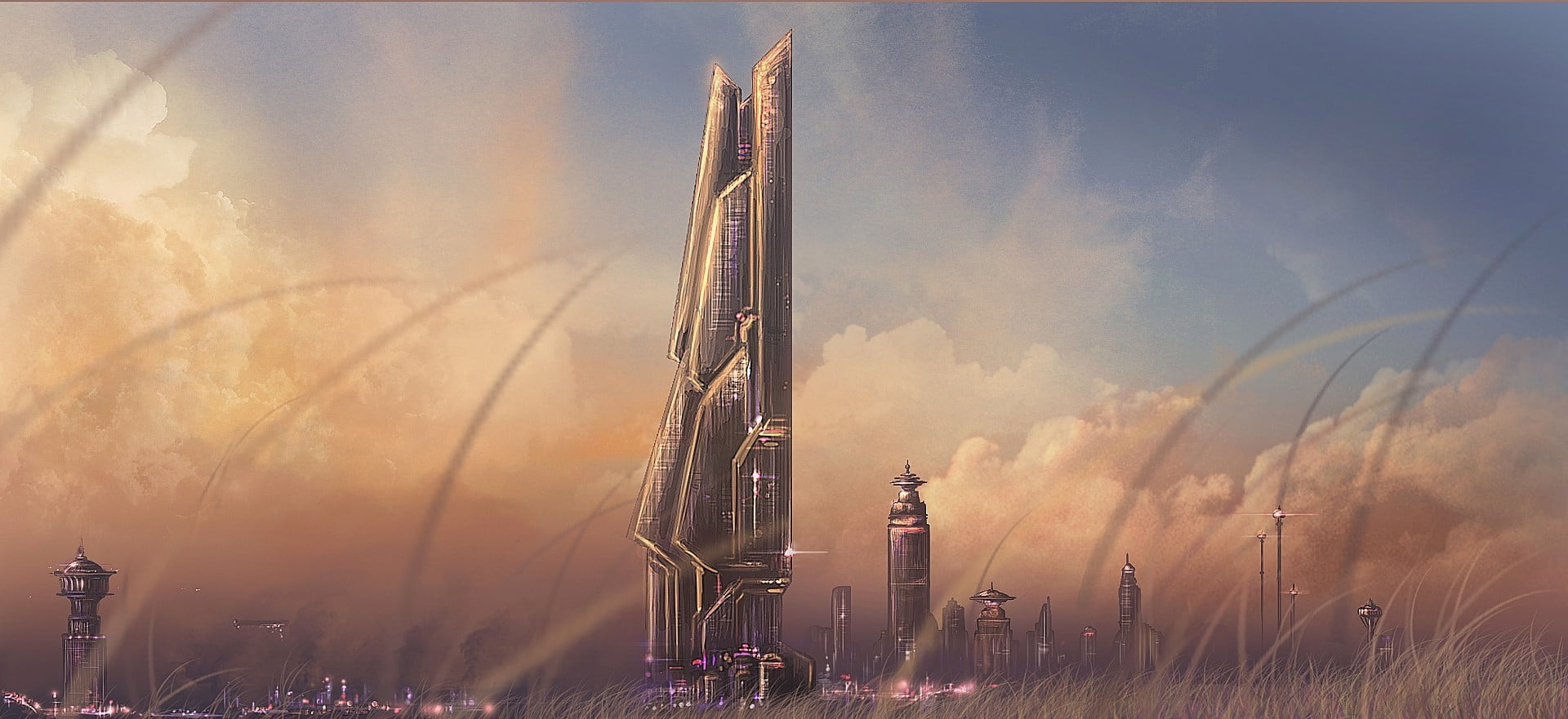 nature, no people, sunset, factory, fog, social issues, outdoors, fossil fuel, cooling tower, 1080P, illustration, spaceship, environment, climate change, HD Wallpaper