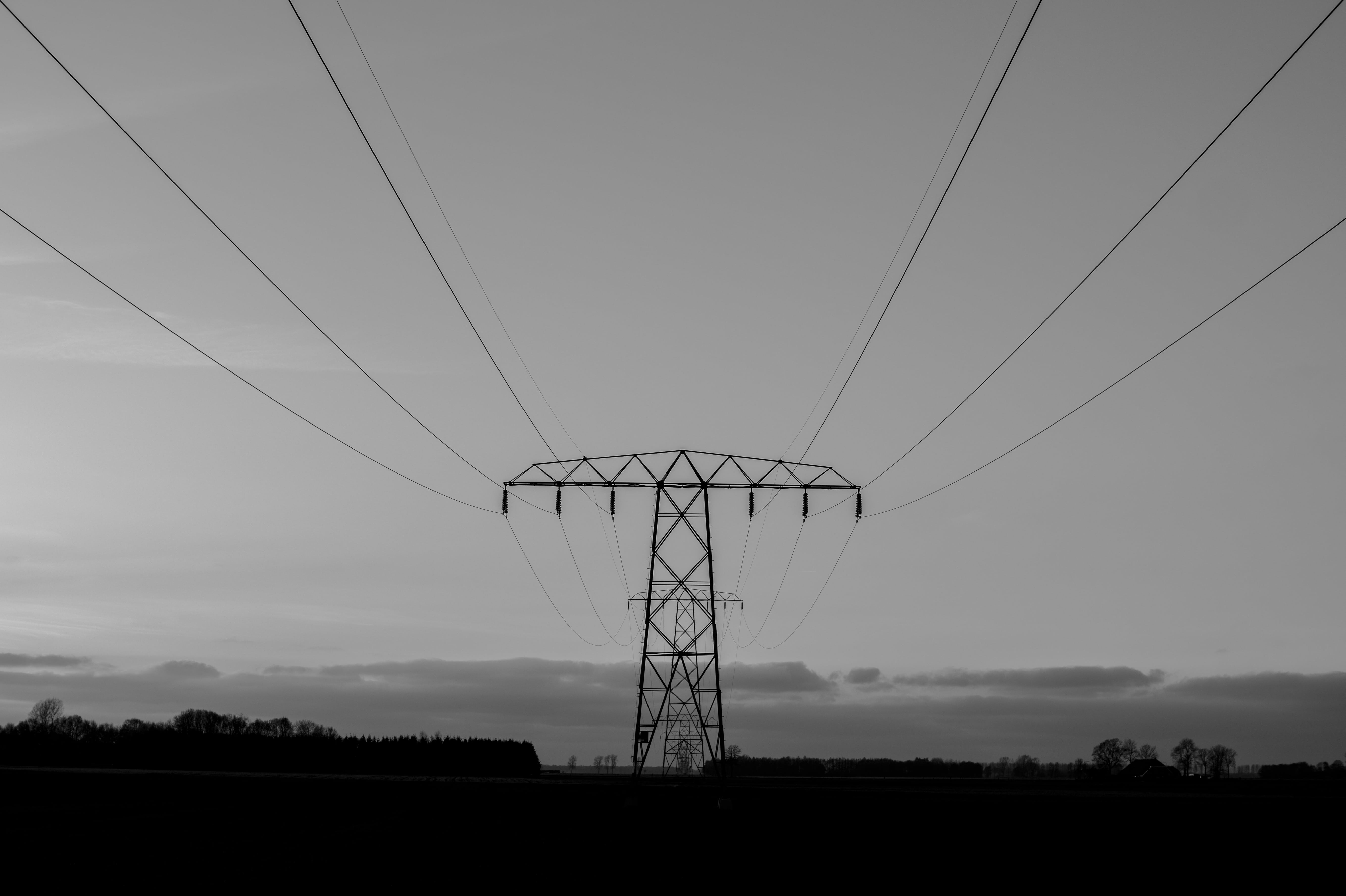 power Line, sky, wires, field, electrical equipment, pole, electricity Pylon, electrical component, high, power, technology, architecture, tower, power supply, HD Wallpaper