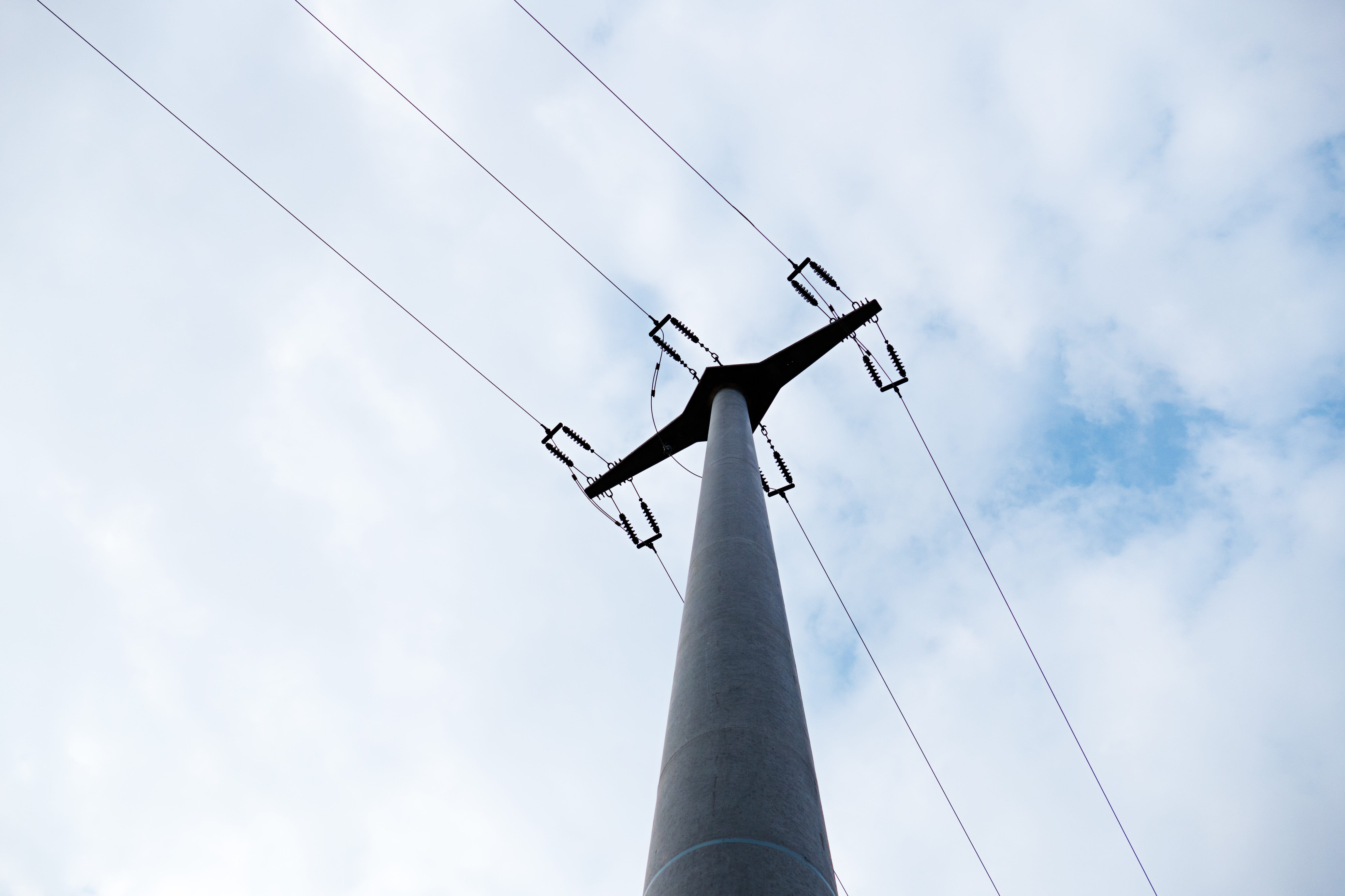 construction equipment, blue, outdoors, Current, cloud - Sky, turbine, wind Power, technology, alternative Energy, low angle view, cable, power lines, industry, HD Wallpaper