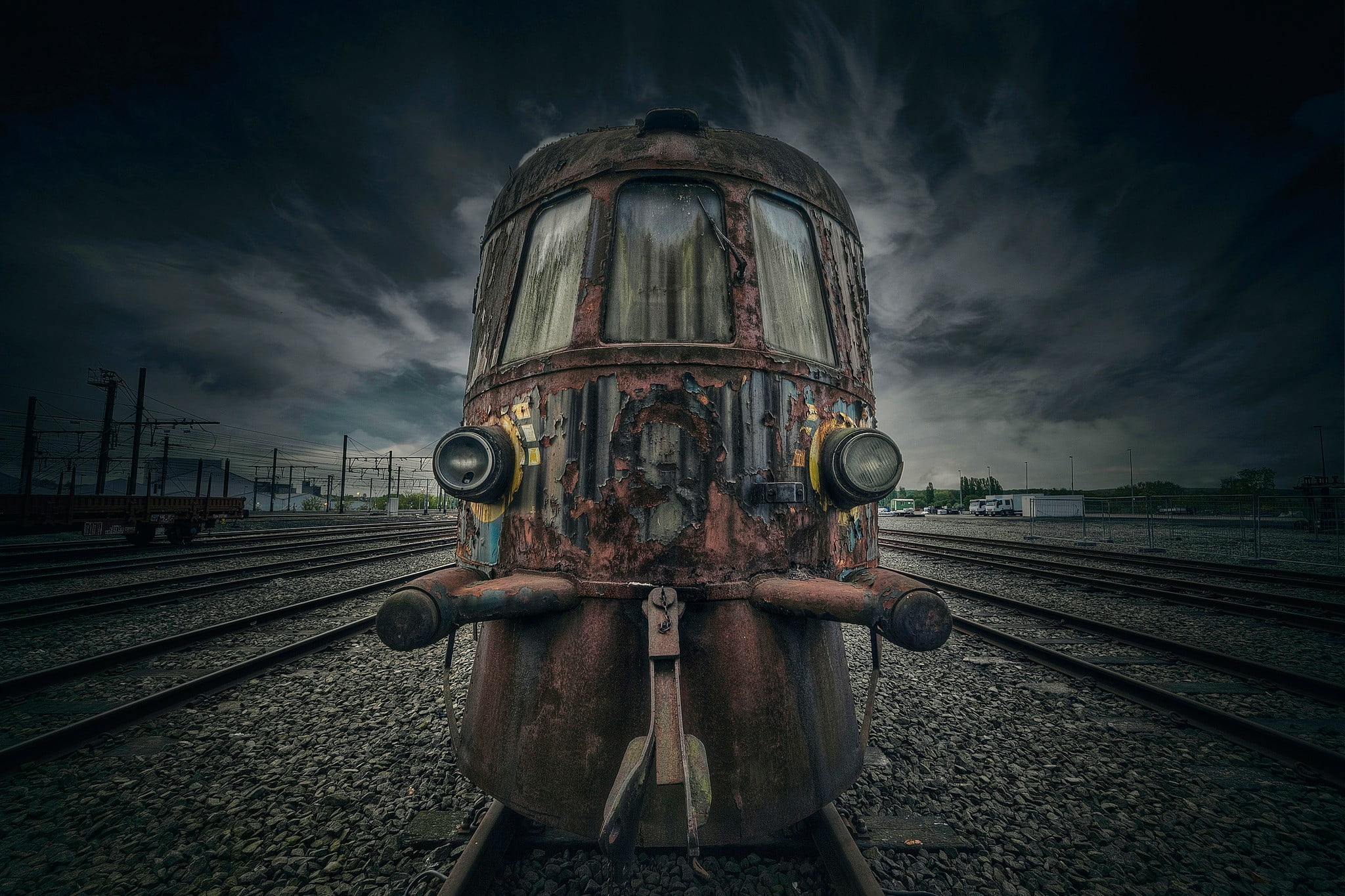 no people, transportation, vehicle, tool, locomotive, train, shunting yard, 1080P, outdoors, old, nature, black, rail transportation, track, land vehicle, HD Wallpaper