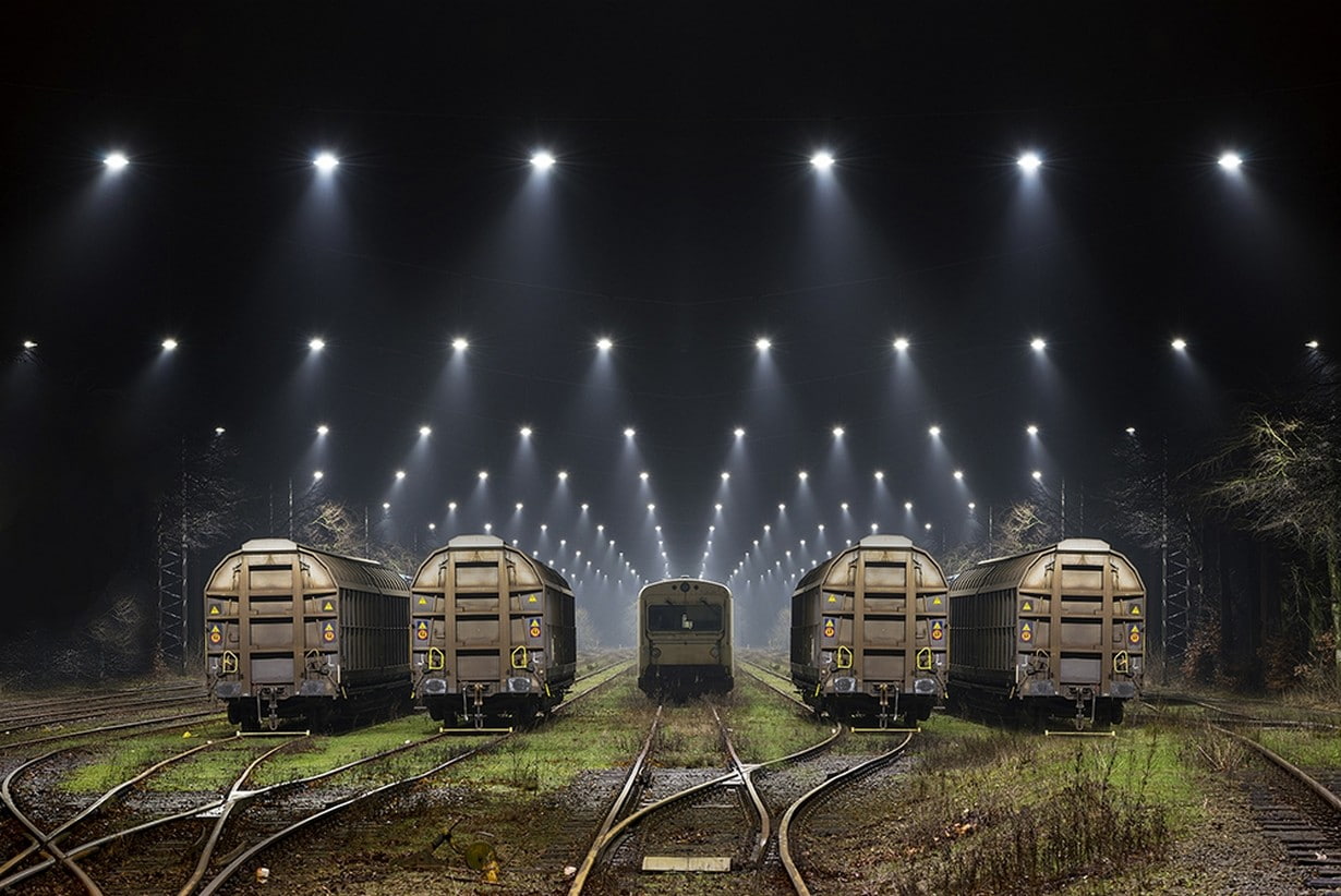 shunting yard, in a row, lighting equipment, train - vehicle, landscape, stage, track, illuminated, transportation, railway, nature, arts culture and entertainment, HD Wallpaper