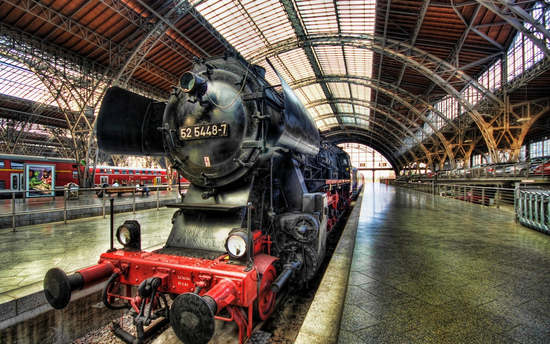 steam locomotive, train station, train, vehicle, 1080P, HD Wallpaper