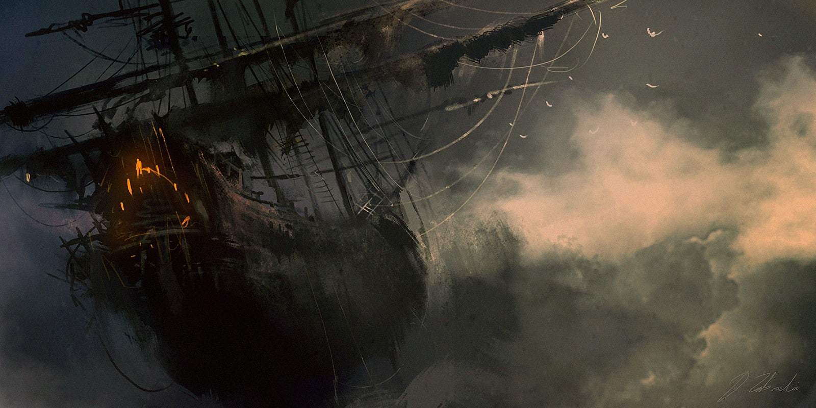 fantasy art, Darek Zabrocki, 720P, ship, HD Wallpaper