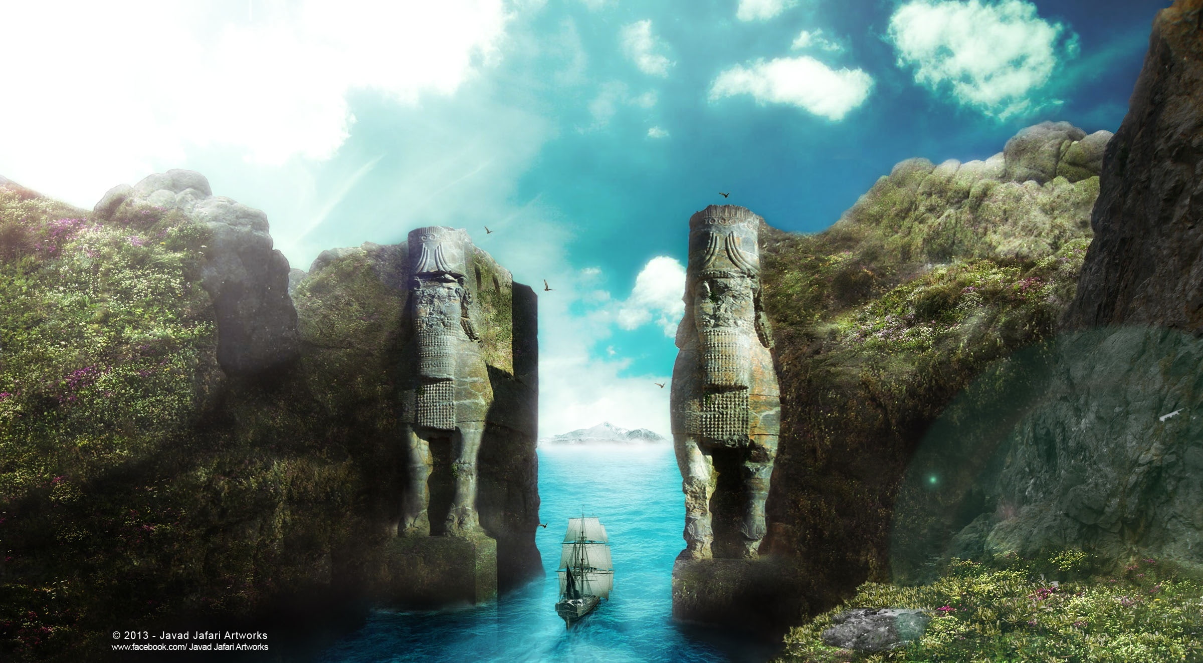 day, sky, persepolis, Artistic, cloud - sky, non-urban scene, travel destinations, travel, rock - object, land, scenics - nature, idyllic, gray, rock, water, HD Wallpaper