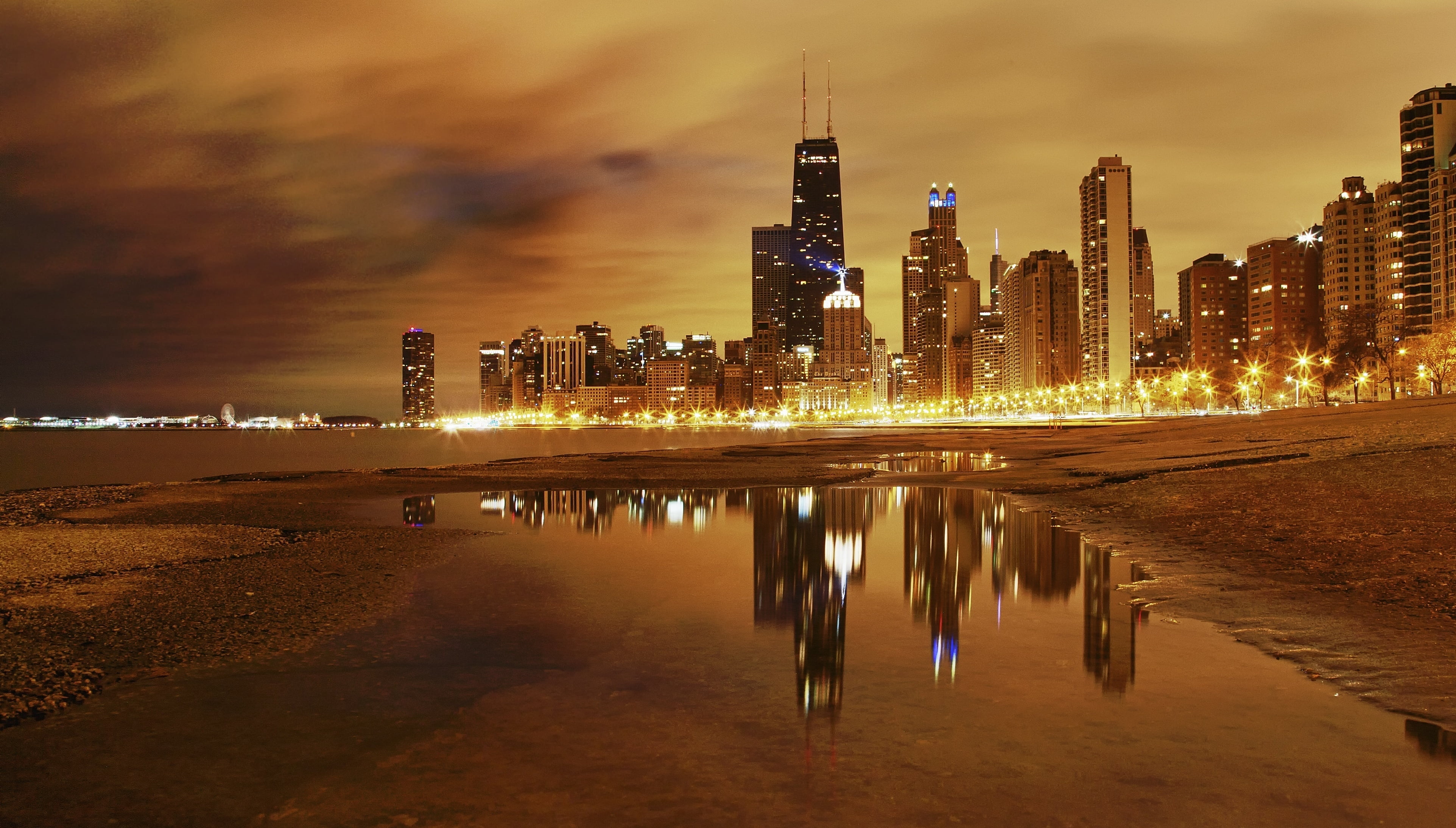 office Building, urban Scene, skyscraper, night, landscape, twilight, architecture, blue, reflection, sky, office building exterior, downtown District, HD Wallpaper
