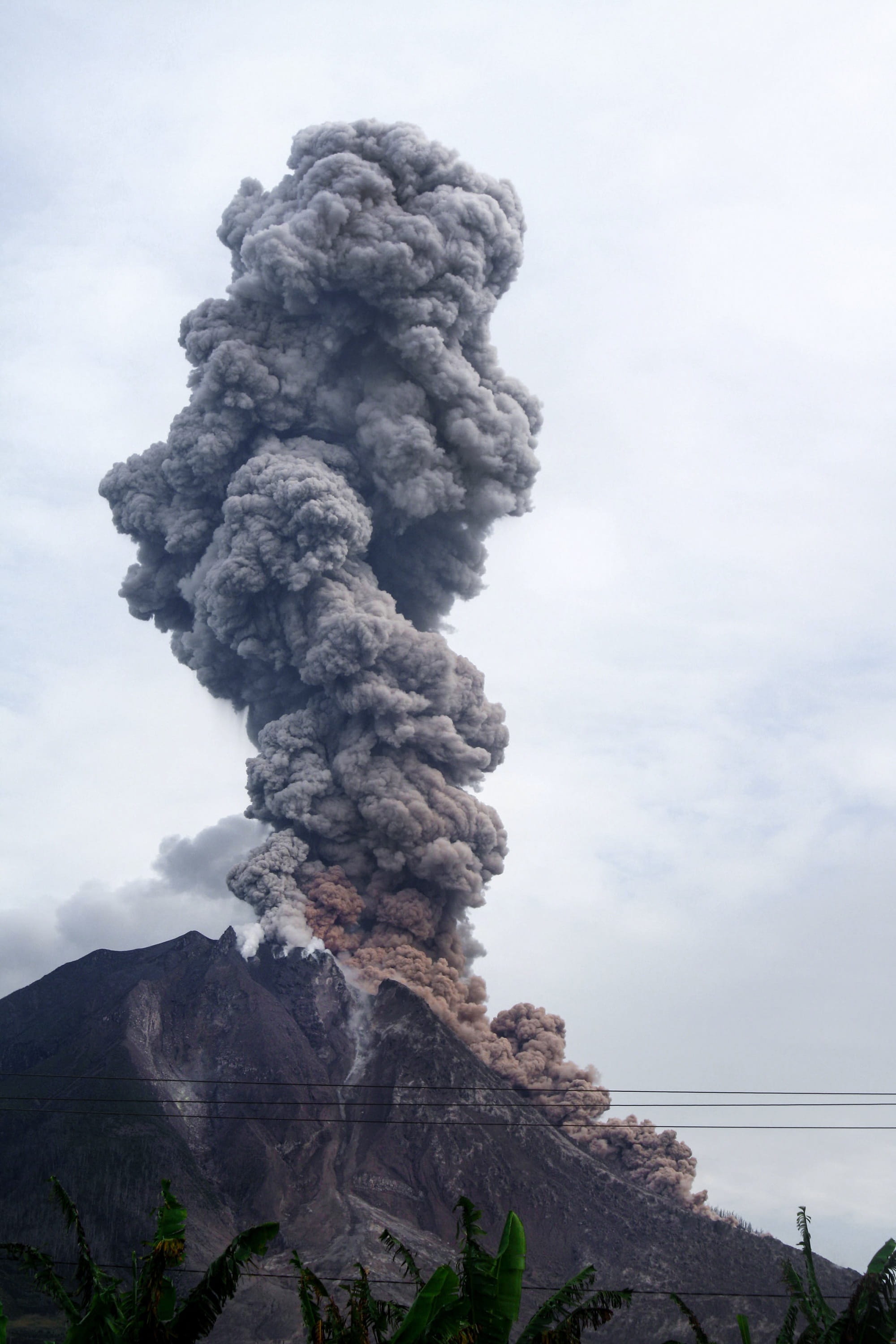 pollution, geology, mountain peak, volcano, 2K, cloud - sky, beauty in nature, sky, erupting, plant, smoke - physical structure, land, outdoors, mount sinabung, Phone HD Wallpaper