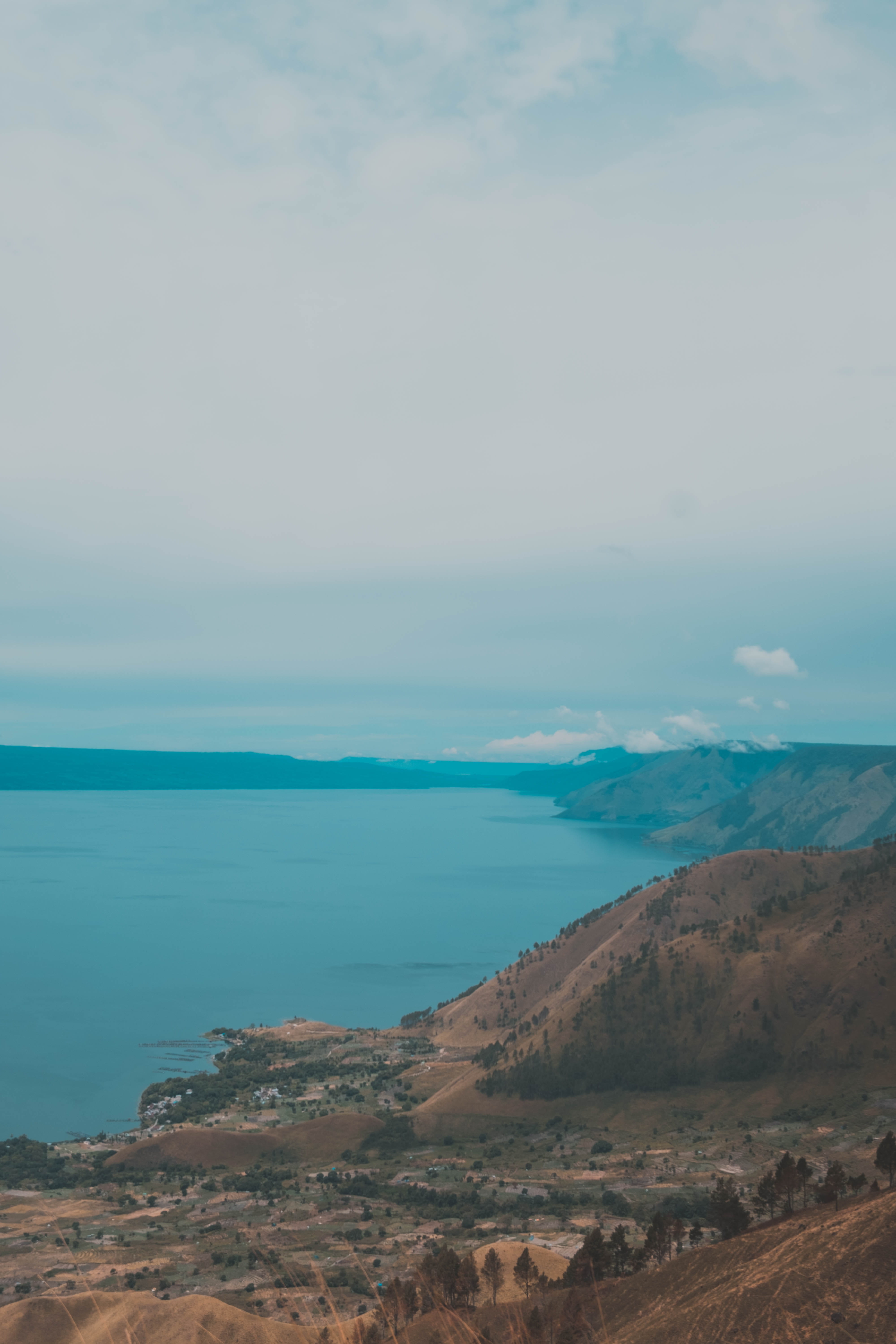 tranquility, sky, sea, water, lake toba, 5K, no people, sumatera, idyllic, landscape photography, scenics - nature, beauty in nature, outdoors, horizon over water, Phone HD Wallpaper