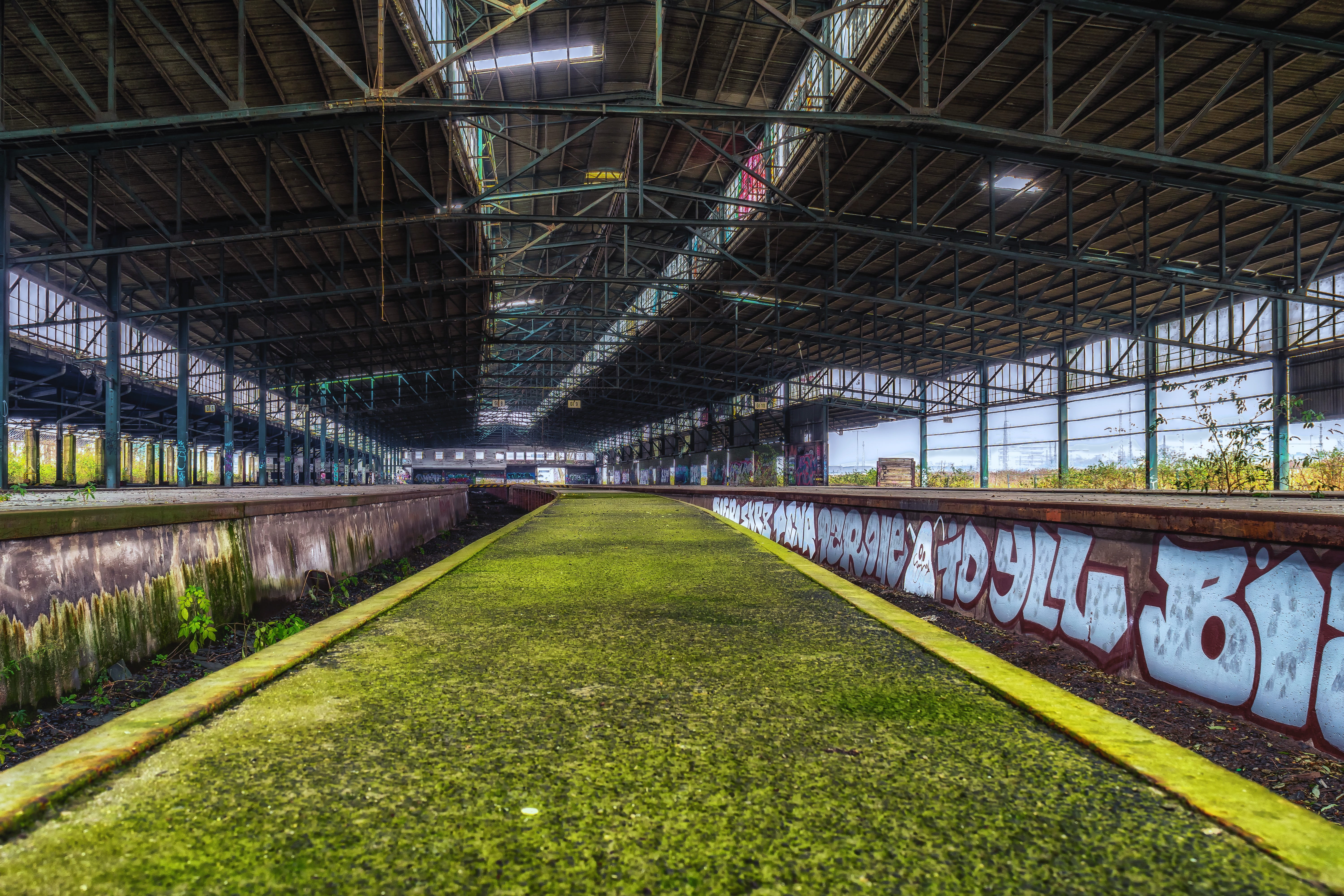 mood, lost places, moss, unused, built structure, diminishing perspective, abandoned, run down, Railway Station, forget, the way forward, platform, old, HD Wallpaper