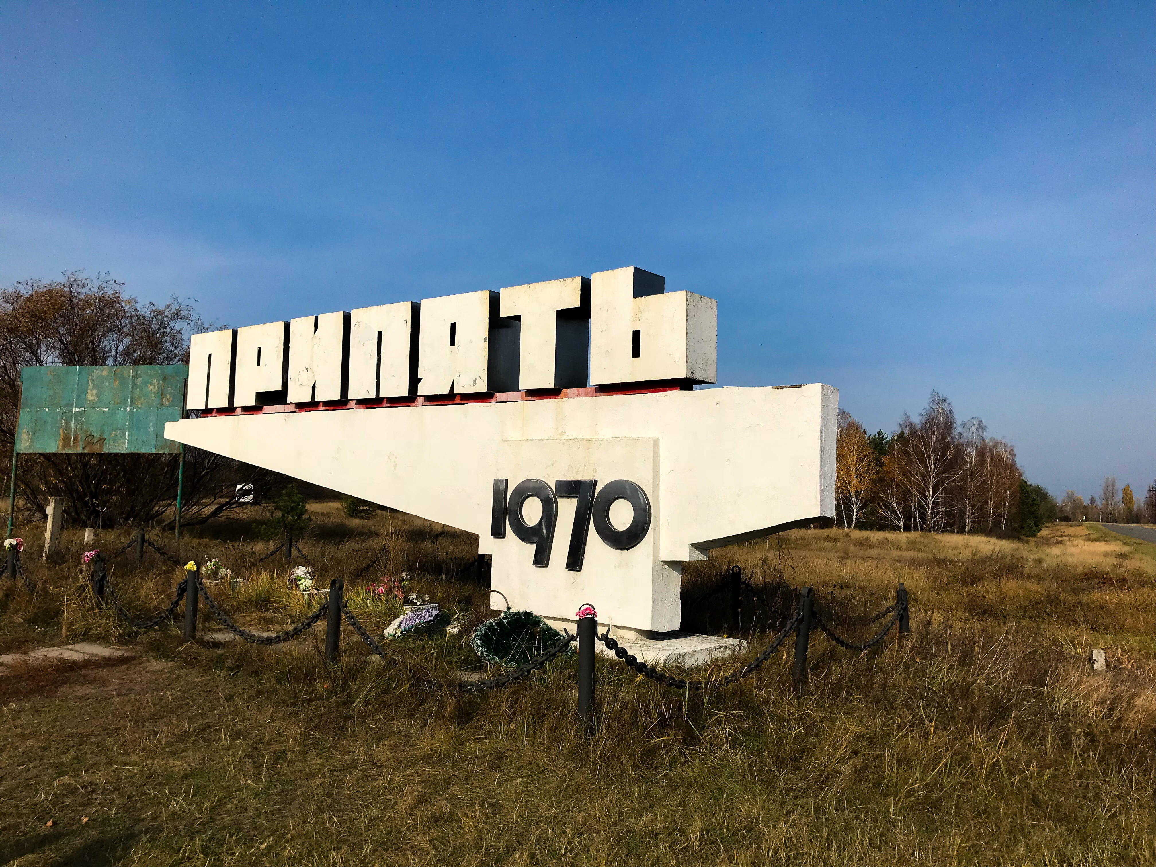 capital letter, day, outdoors, tree, pripyat, ghost town, western script, radioactive, chernobyl, field, land, information sign, built structure, text, HD Wallpaper