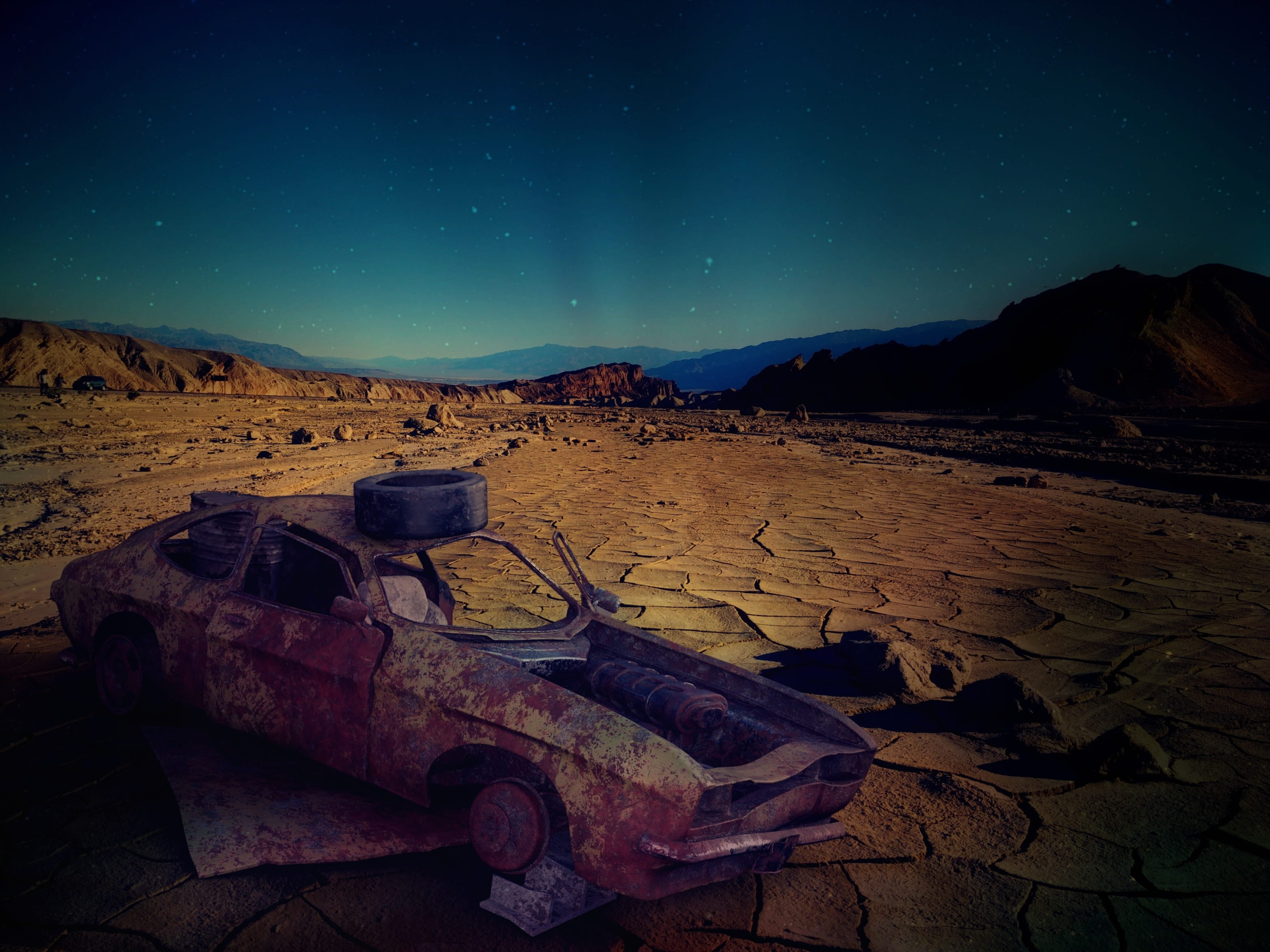 brown, history, transportation, night, car wreck, coupe, discarded, landscape, decay, lapsed, corrosion, classic, star - space, auto, dry, oil pump, old, HD Wallpaper