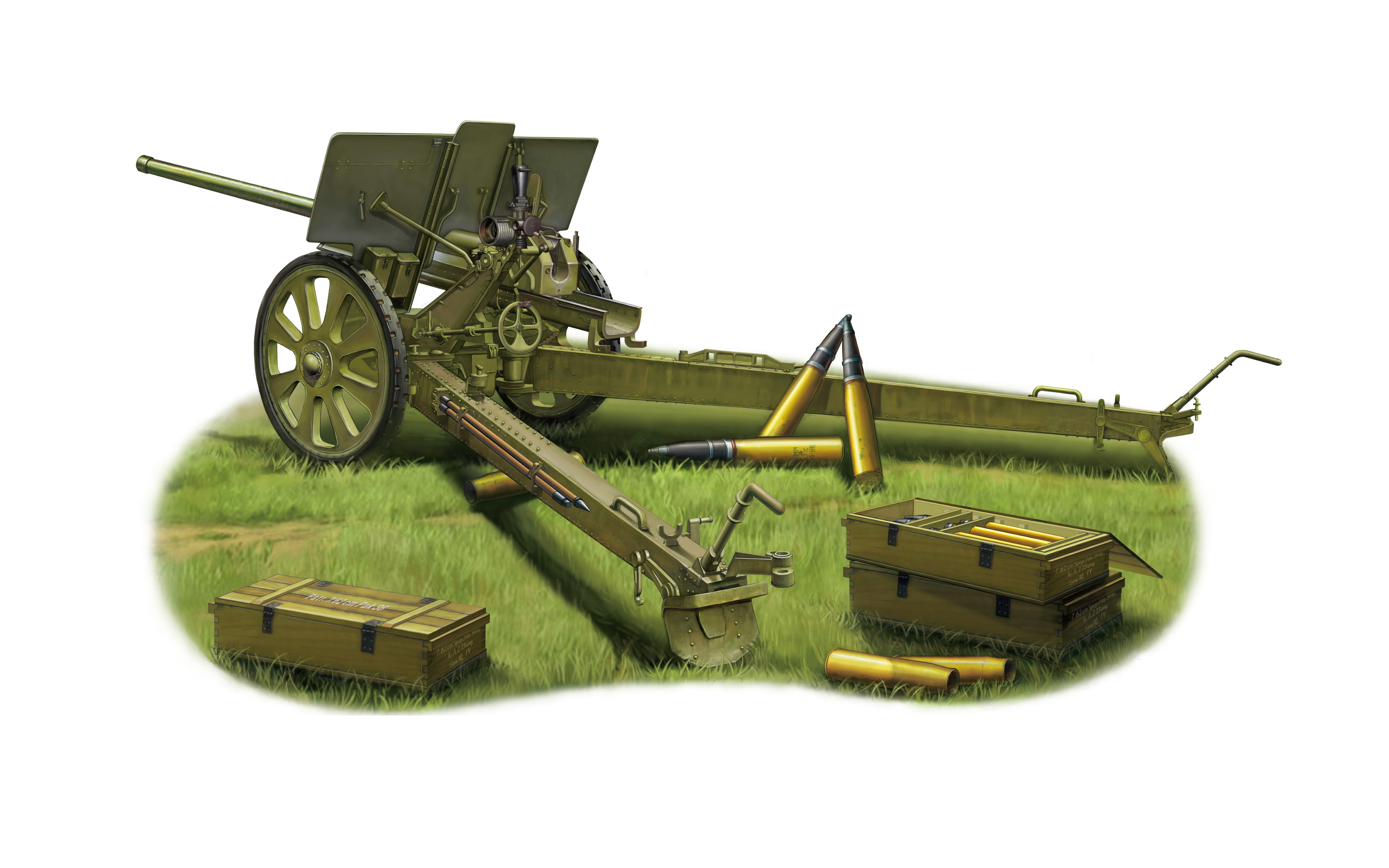 no people, vintage, 1936., green, war, cannon, fighting, model, studio shot, white background, cut out, military, Soviet, name, machinery, 76 mm, green color, HD Wallpaper