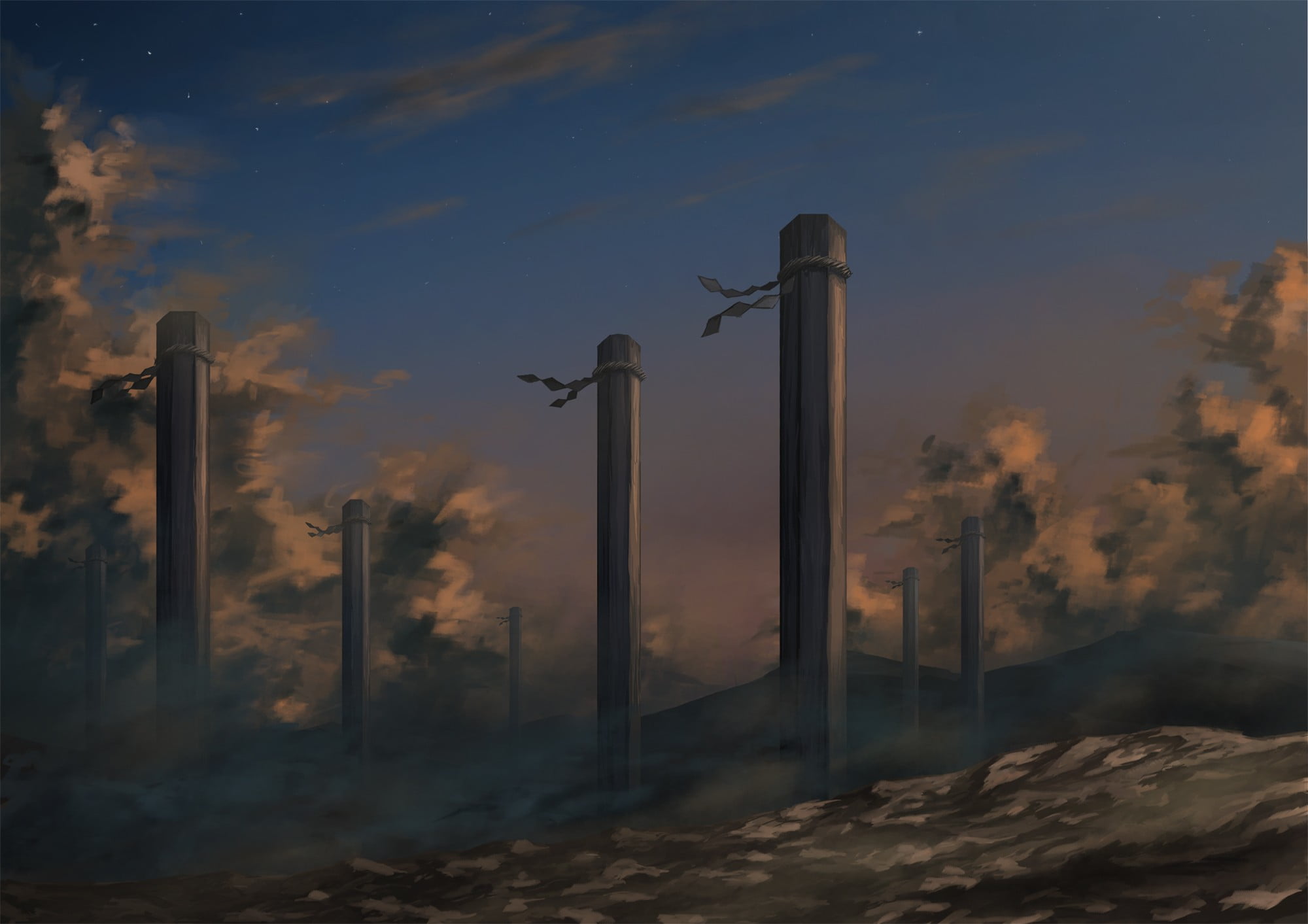 gray, landscape, chimney, land, no people, air pollution, sky, factory, smoke stack, 1080P, architecture, pollution, fantasy art, nature, illustration, HD Wallpaper