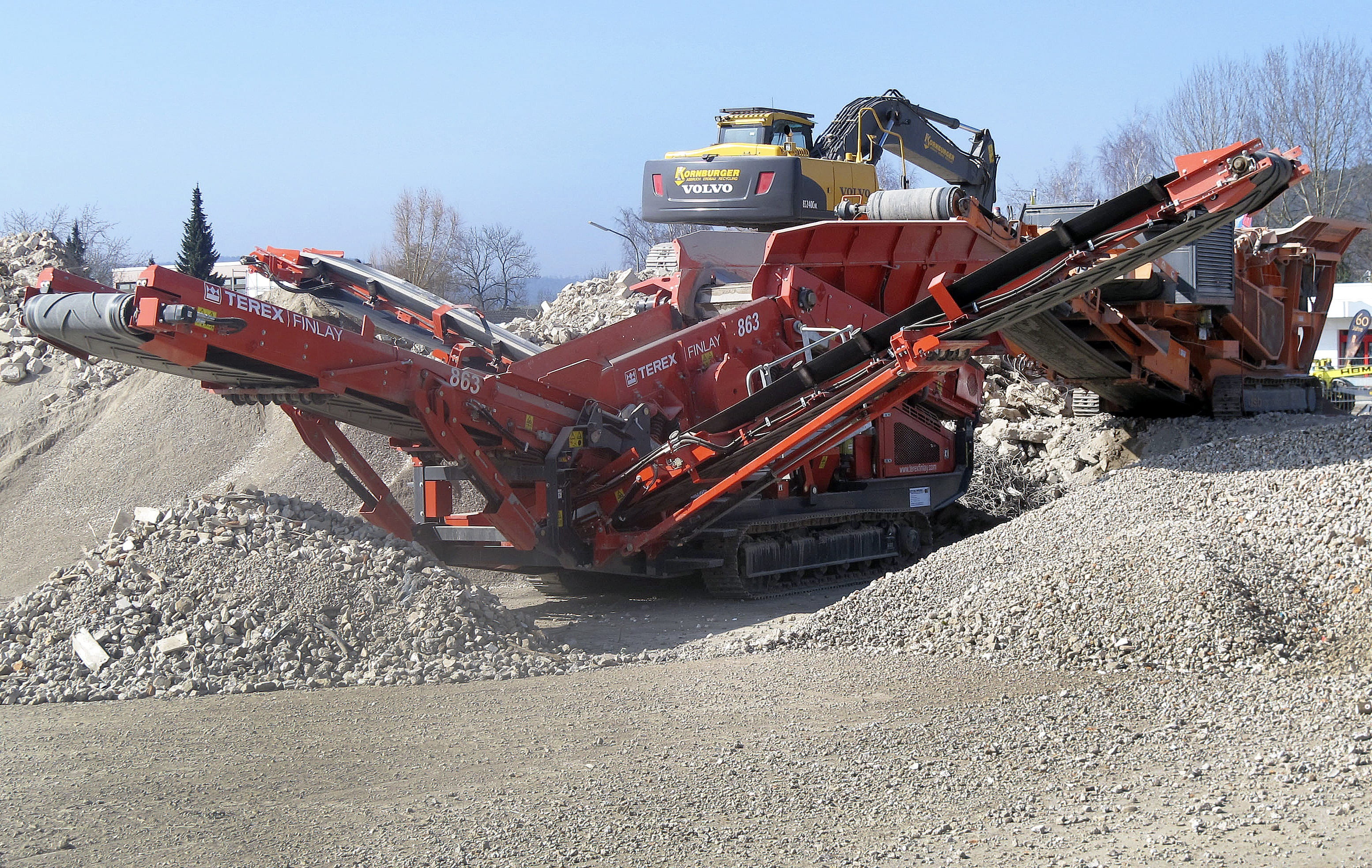 demolition company, construction site, industrial equipment, heap, construction machinery, crusher, earth mover, sky, mode of transportation, transportation, HD Wallpaper