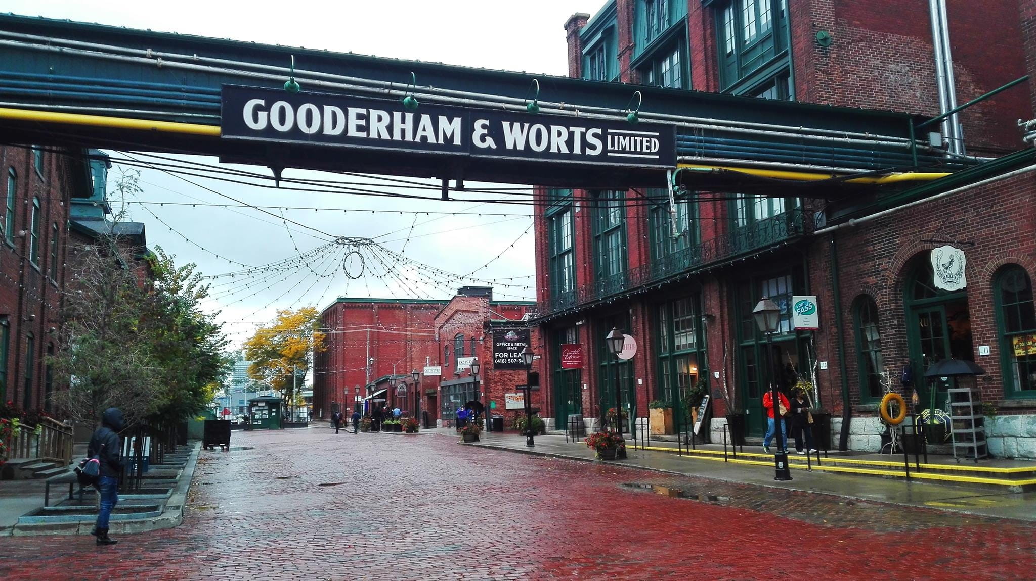 day, city Life, colors, sky, nature, western script, text, red, buildings, people, former, road, distillery district, public transportation, store, outdoors, HD Wallpaper