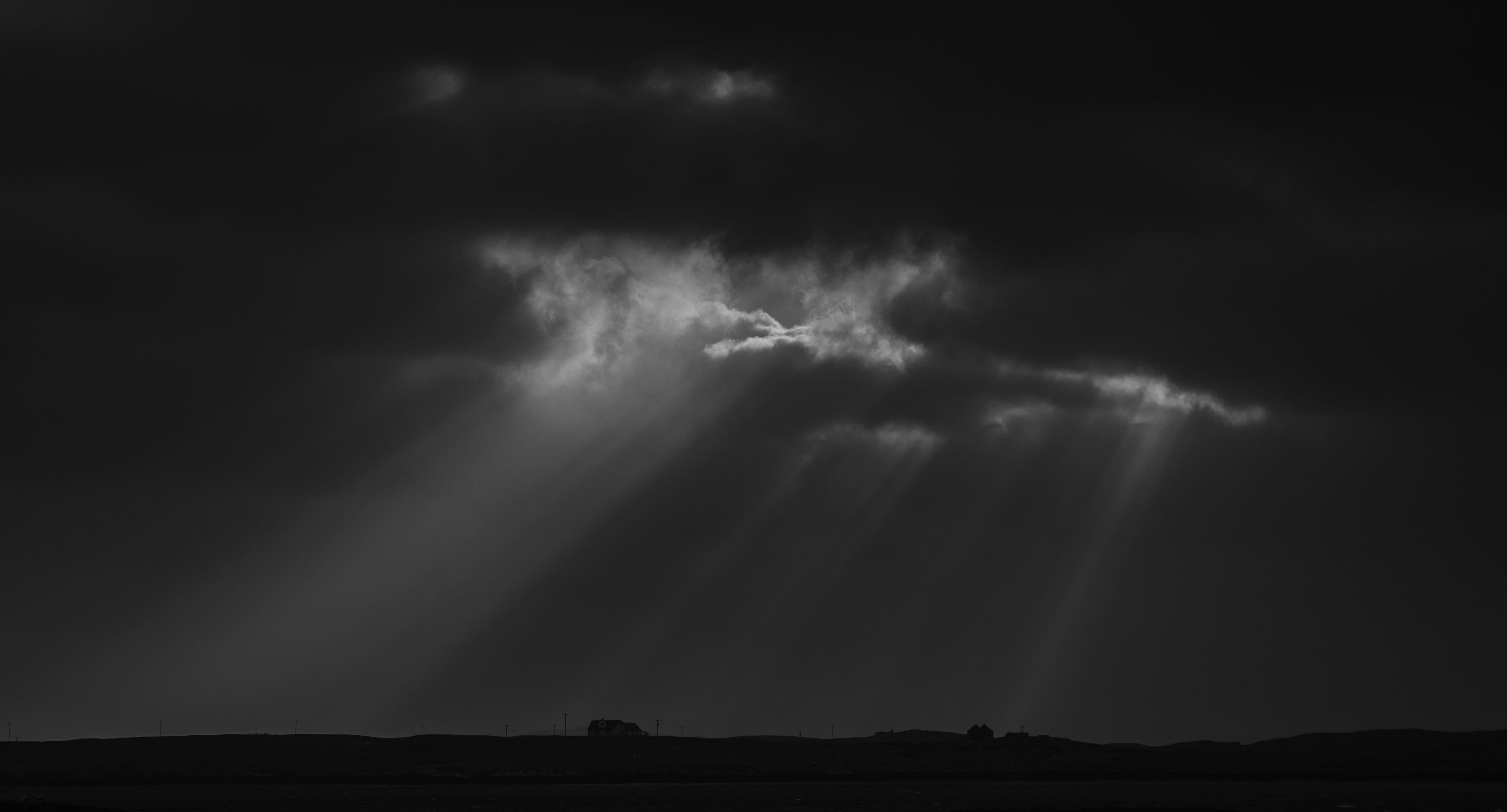 environment, dark, uist, united kingdom, nature, sky, dramatic sky, beauty in nature, north uist, sunbeams, scenics - nature, outdoors, ominous, copy space, HD Wallpaper