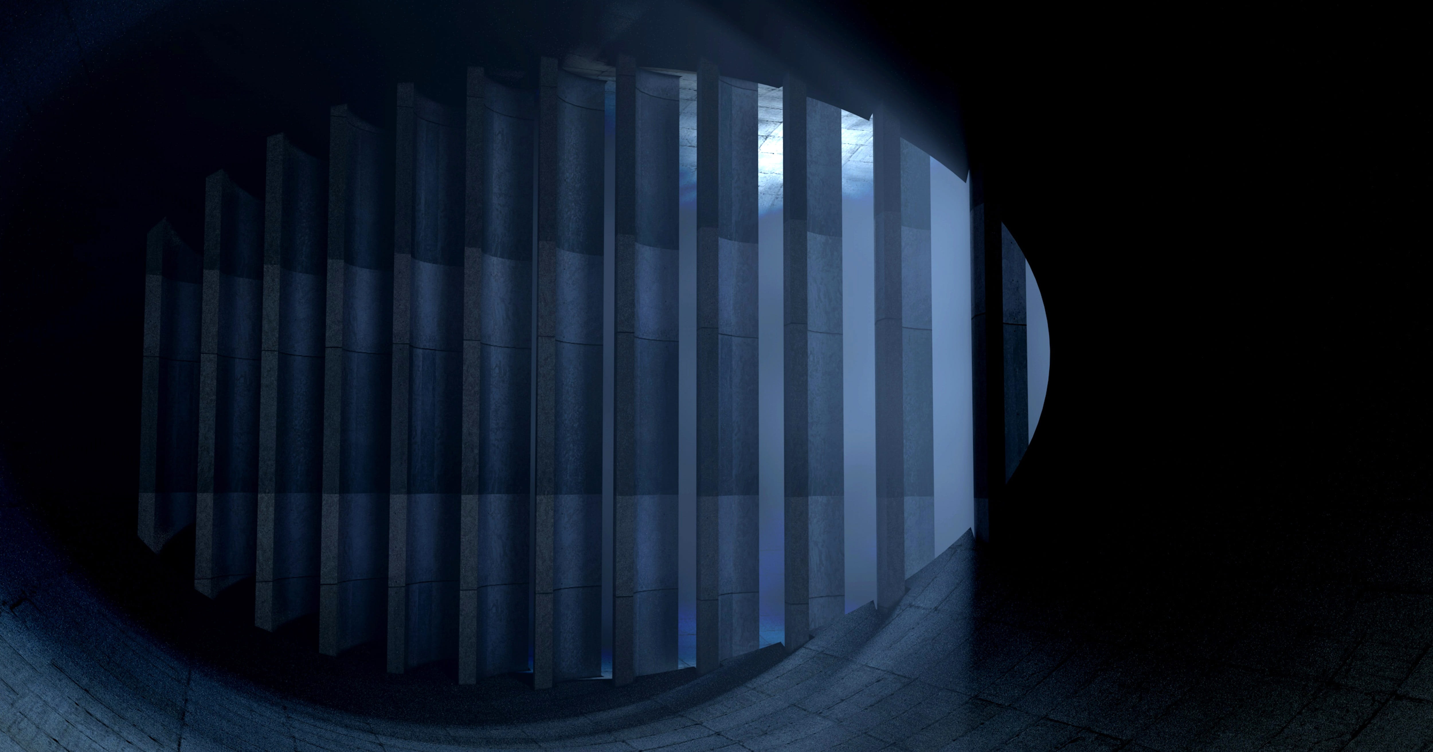 wall, architecture, spooky, motion, night, 4K, shaft, empty, no people, shadow, security, abstract, channel, illuminated, darkness, exhaust air, industry, HD Wallpaper