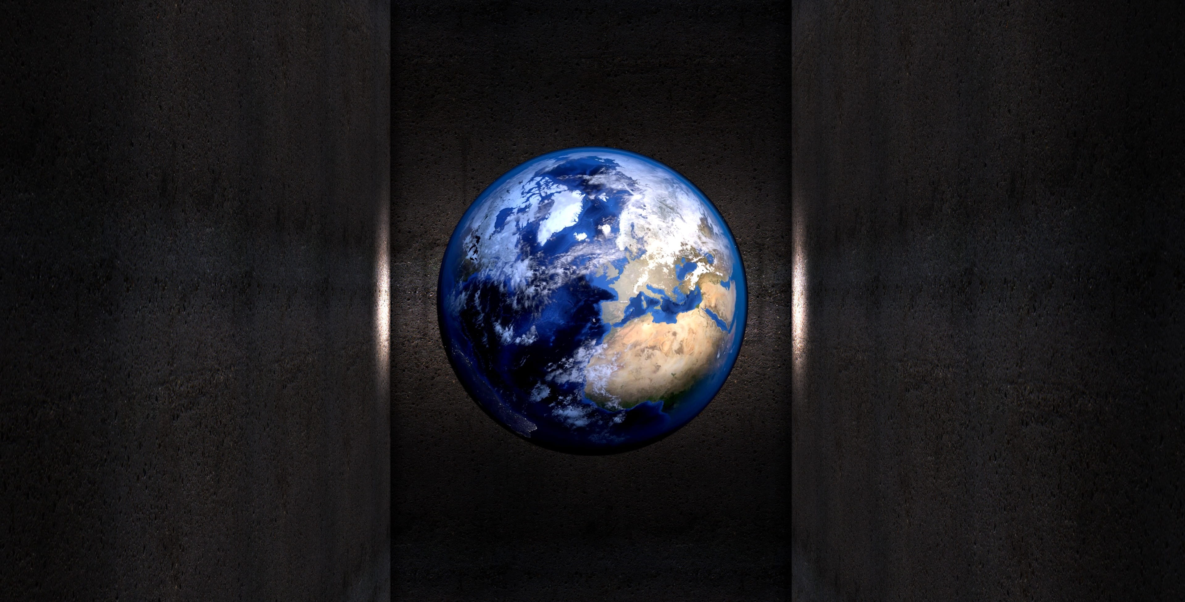3d-model, wall, planet - space, nature, no people, dark, blue, space exploration, globe - man made object, single object, copy space, earth, HD Wallpaper