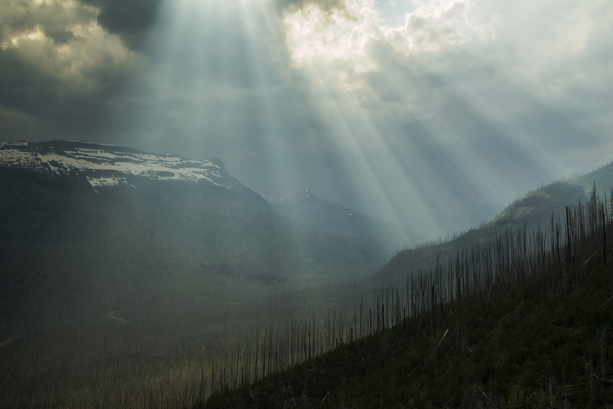 landscape, tranquil scene, hills, fog, shaft, snowcapped mountain, scenics - nature, tranquility, open, sunshine, sky, daytime, beauty in nature, mountain, HD Wallpaper