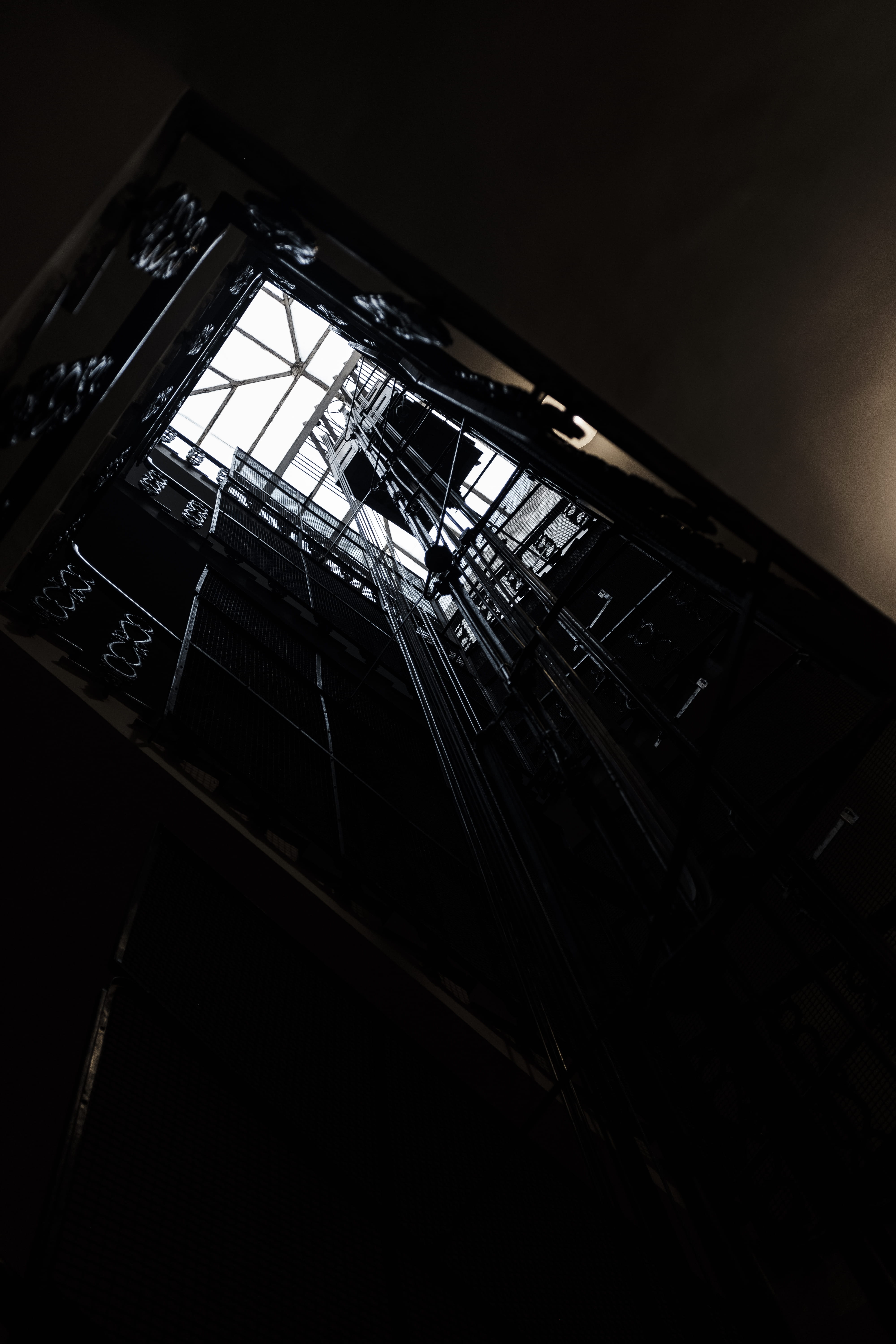 nature, window, elevator shaft, staircase, low angle view, italy, tilt, ceiling, steps and staircases, universe, indoors, piano, outer space, silhouette, Phone HD Wallpaper