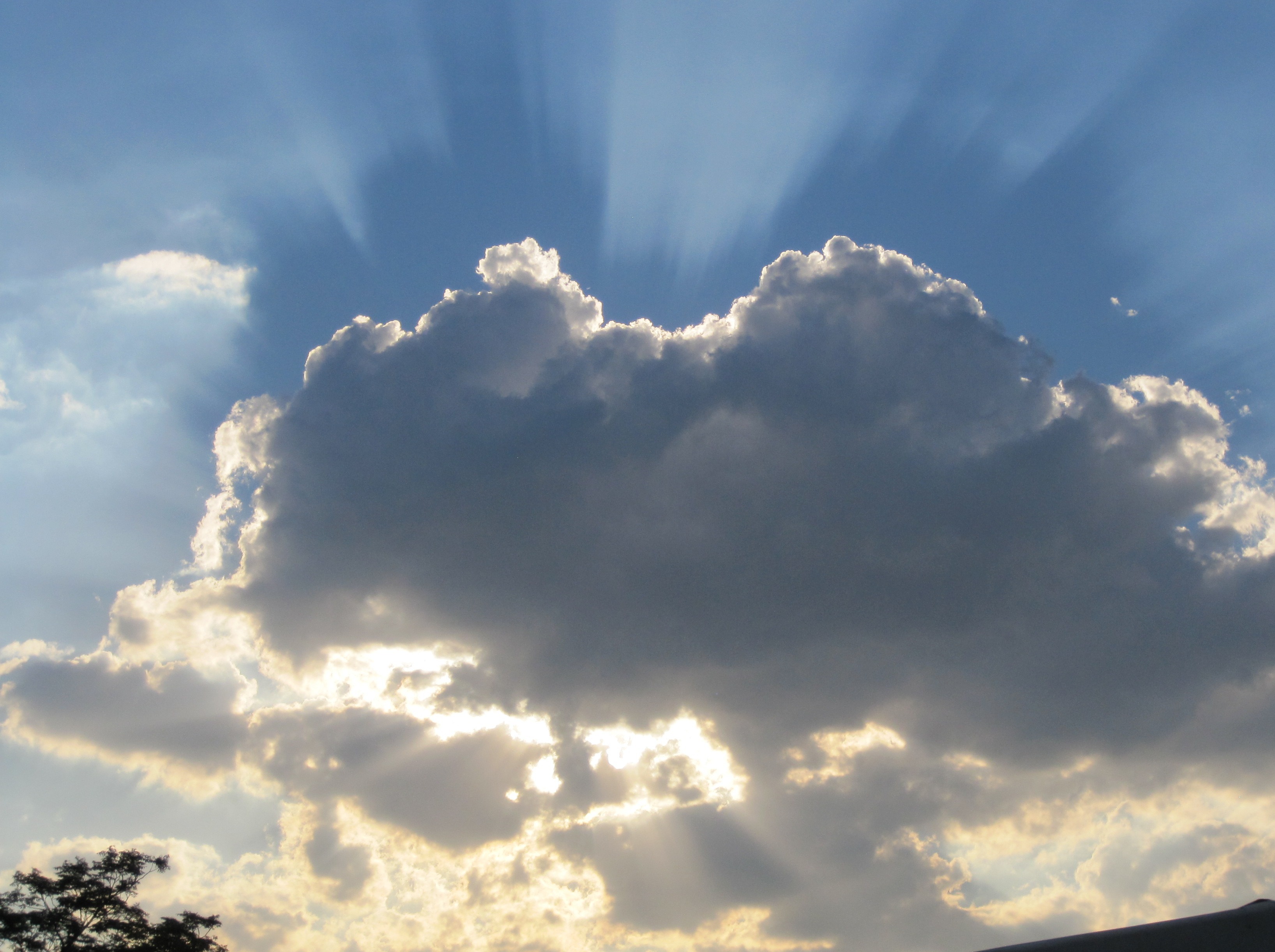 crepuscular, day, light source behind, surrounded with light, blue sky, tranquil scene, bright, idyllic, scenics - nature, clouds, luminescent patches, HD Wallpaper