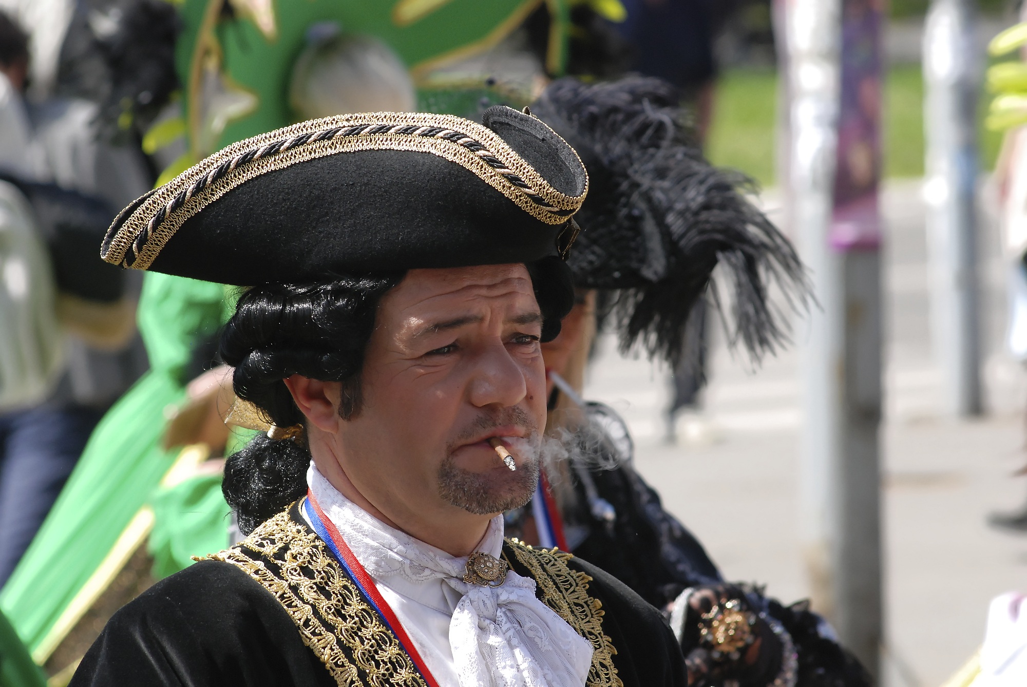 incidental people, looking away, looking, costume, grimacing, people, passion, leisure activity, design, hat, real people, classic, mask, close-up, front view, HD Wallpaper