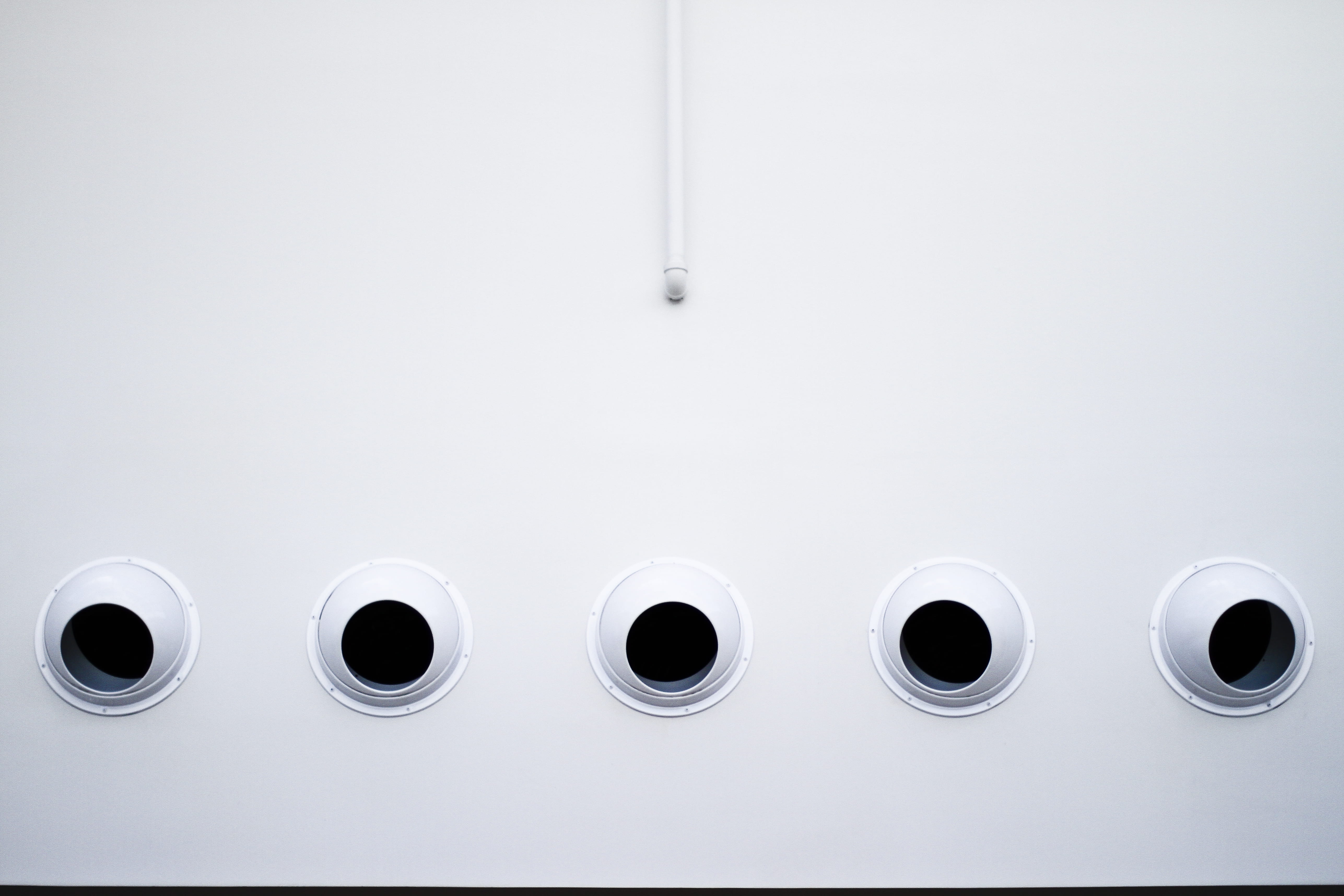 indoors, white, metal, close-up, white color, window, 5K, holes, five, painted, no people, vent, copy space, round, camera, studio shot, design, hole, HD Wallpaper