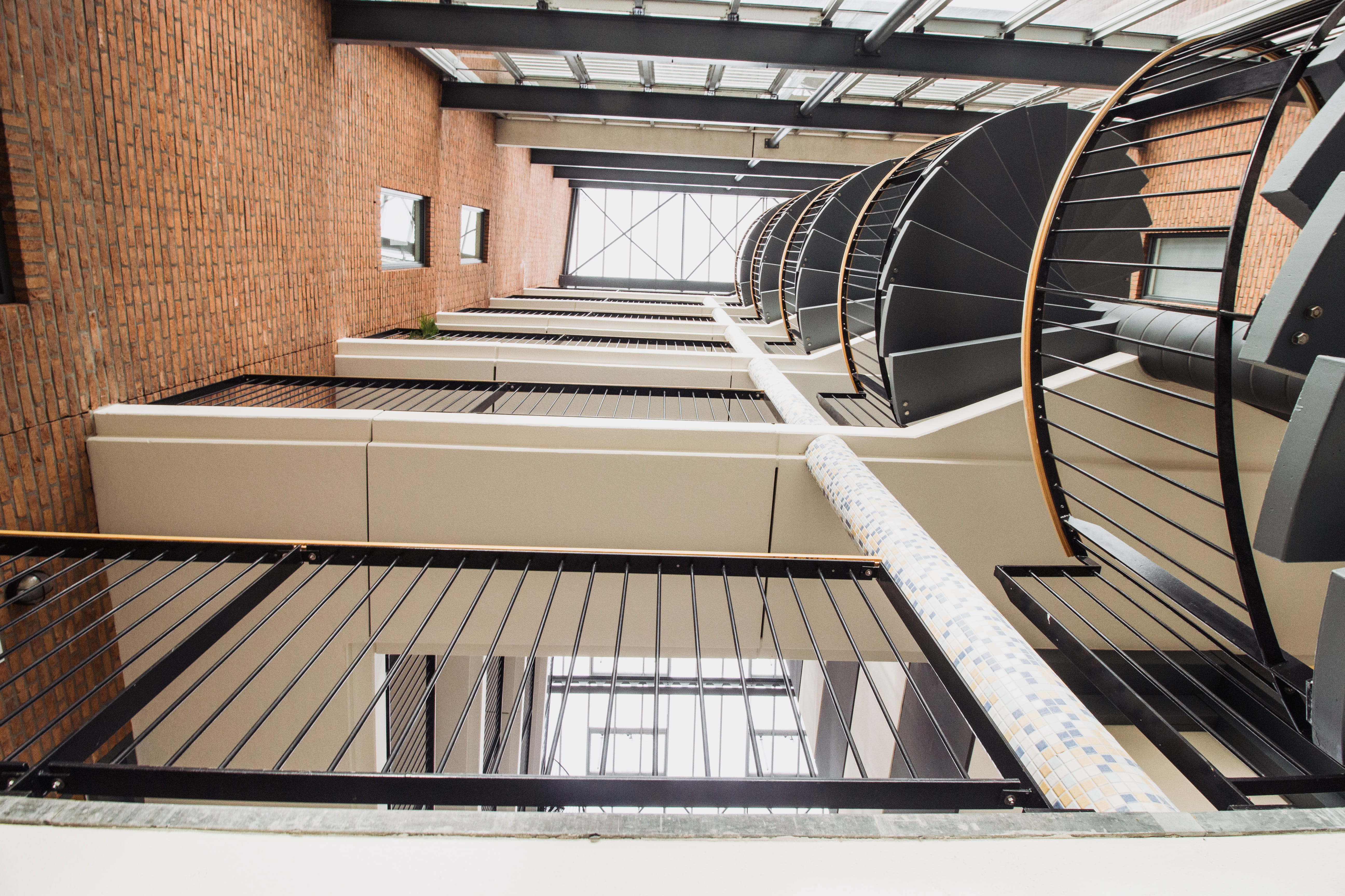 stairs, wall - building feature, appartment, zoetermeer, light, staircase, architect, inside, metal, window, directly below, floors, built structure, apparments, HD Wallpaper