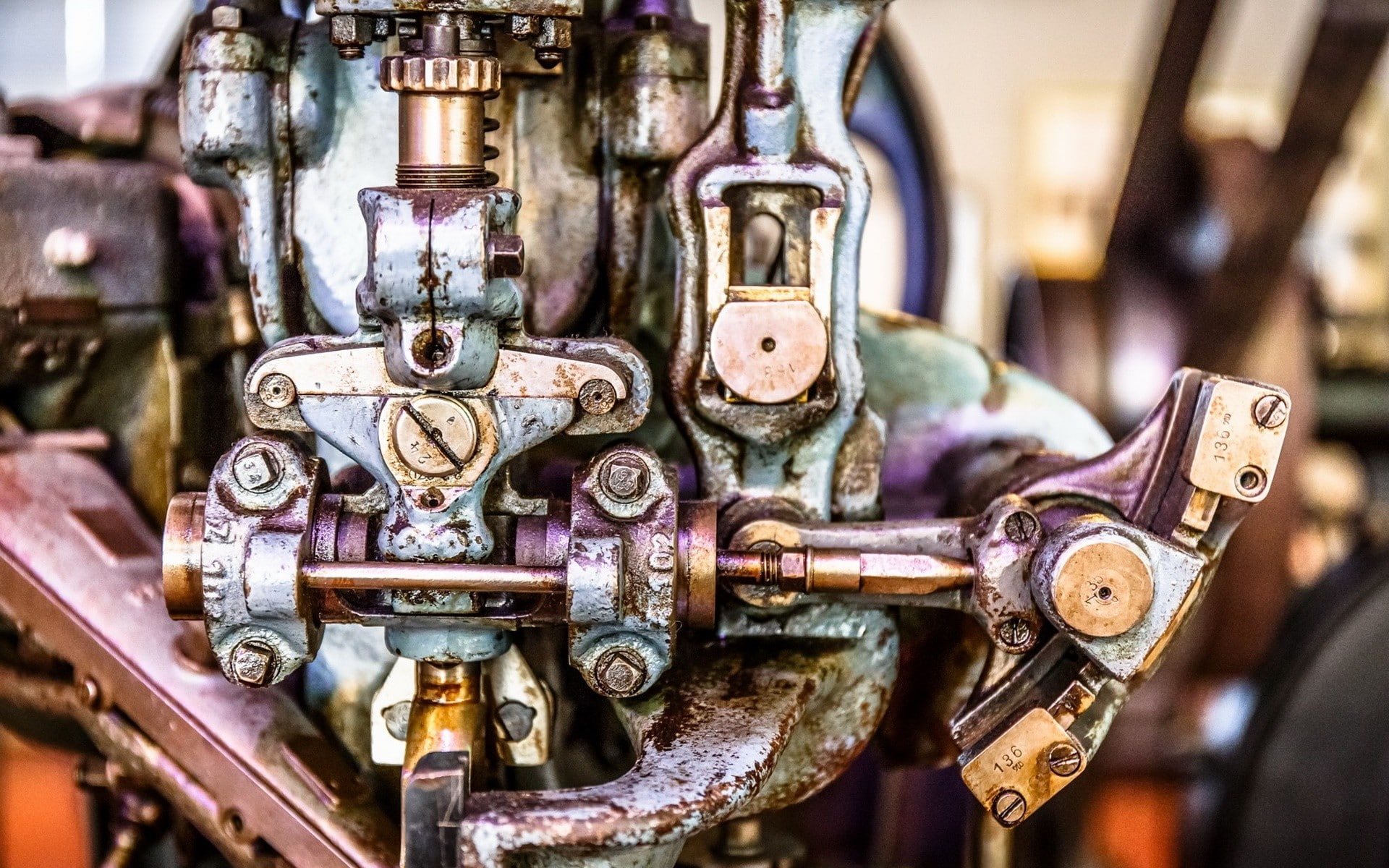 day, antique, pipe - tube, equipment, industry, no people, 1080P, valve, machine, old, machinery, machine part, focus on foreground, metal, selective focus, HD Wallpaper