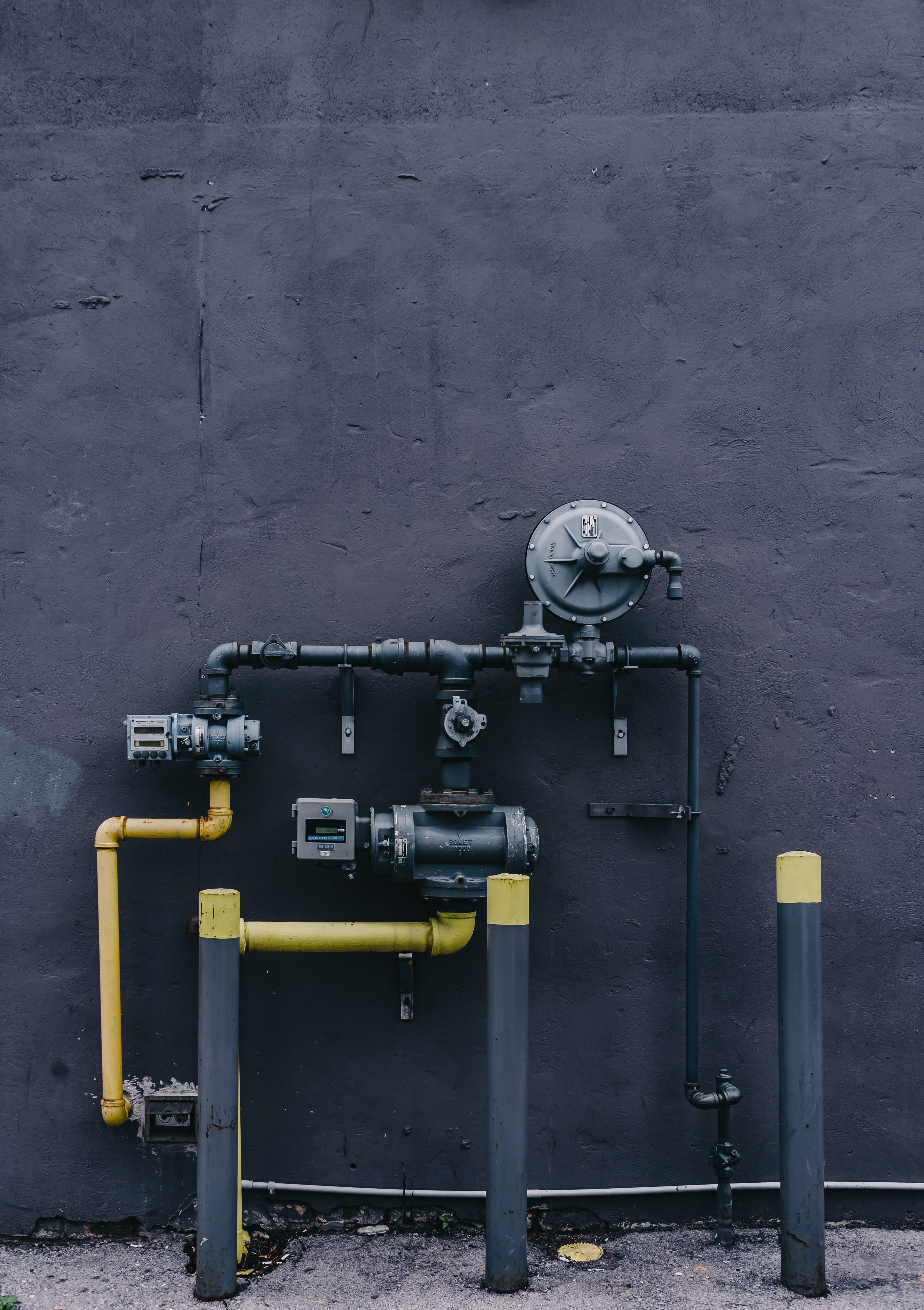 water, steel, black, concrete, safety, technology, pipeline, alley, equipment, machine valve, architecture, 5K, yellow, piping, no people, industrial, Phone HD Wallpaper