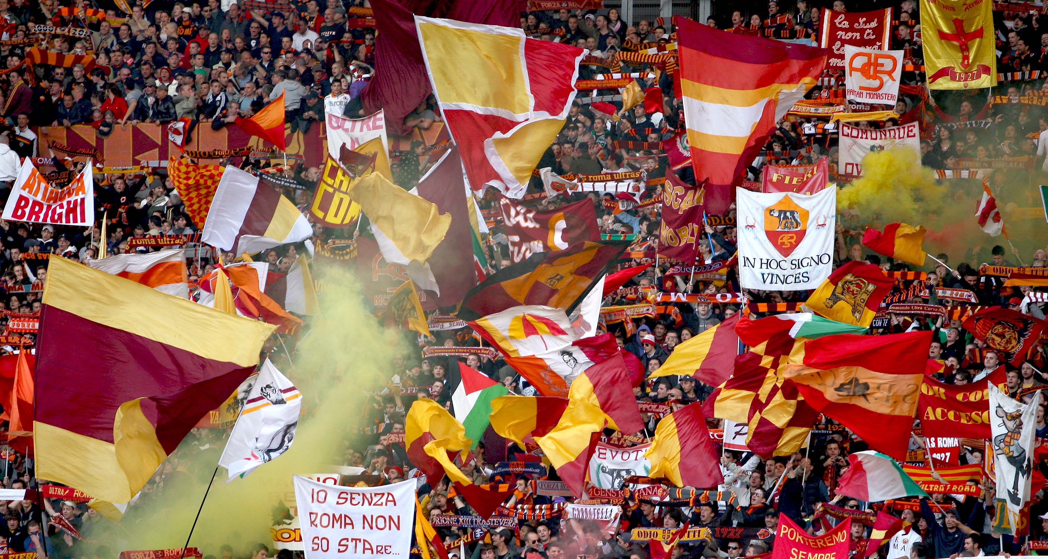 Francesco Totti, CUCS, Rome, red, Curva Sud, 2K, Daniele De Rossi, yellow, AS Roma, Football, football stadium, ASR, HD Wallpaper