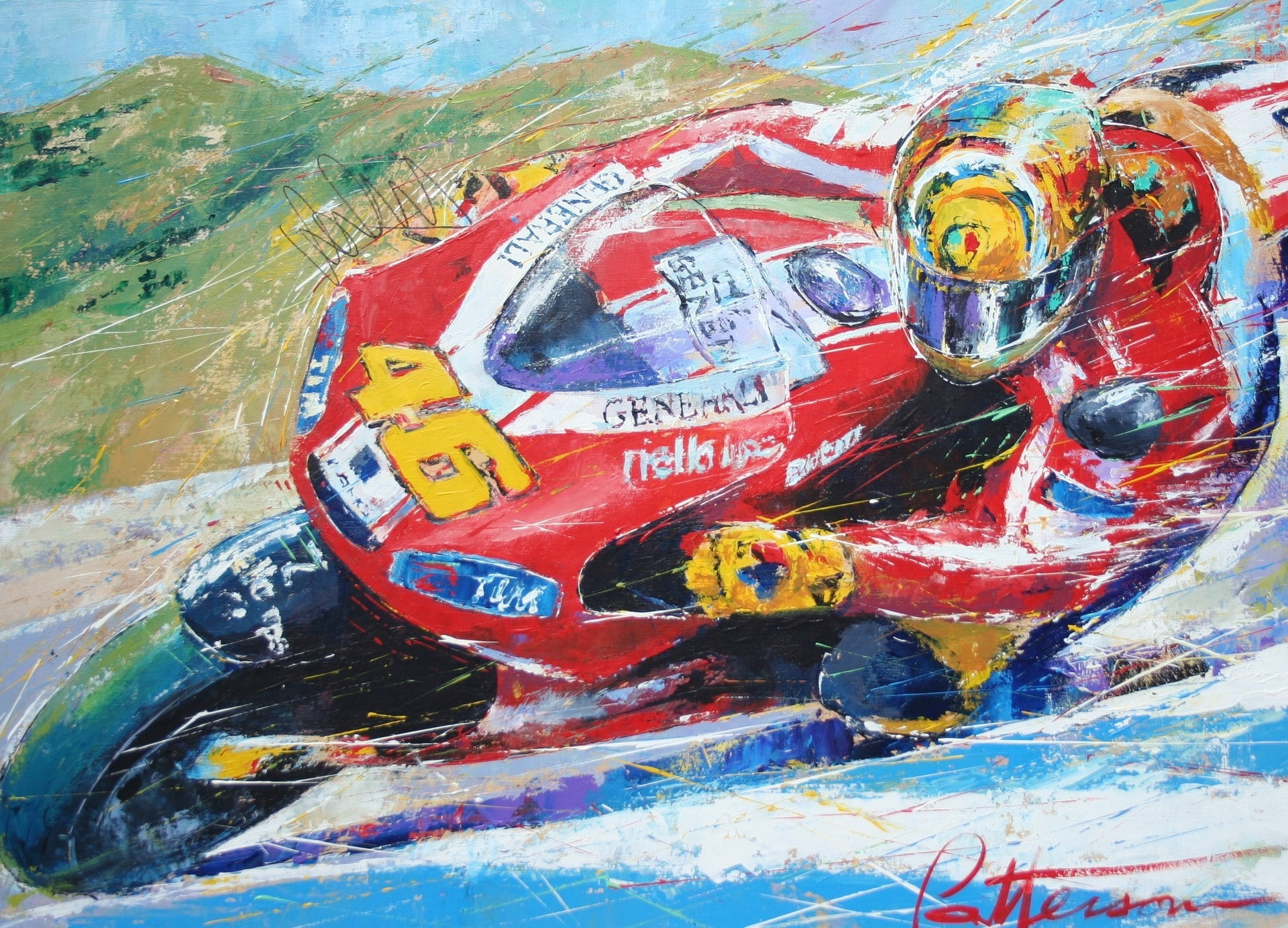 bill, hd, racing, motorcycles, x, Ducati, art, vehicles, 1080P, valentino, paterson, rossi, HD Wallpaper
