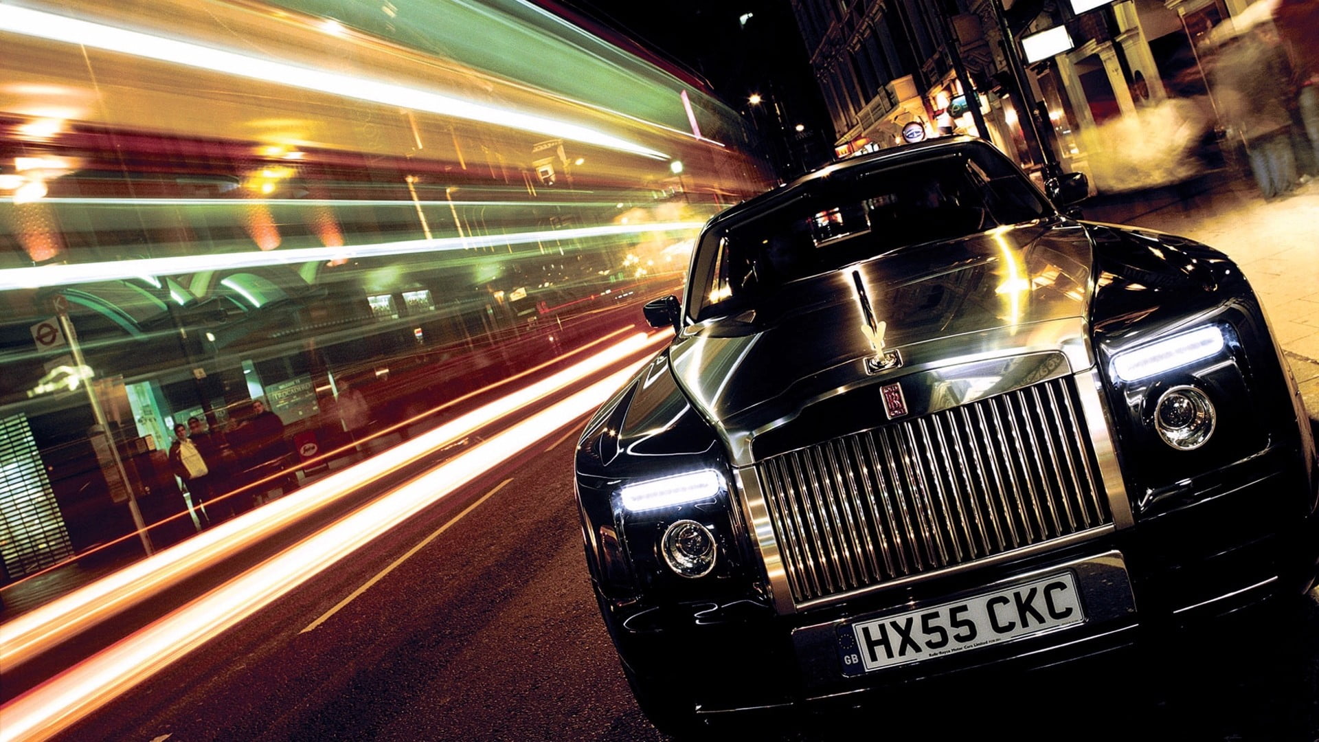 traffic, car, night, architecture, vehicle, illuminated, headlight, retro styled, land vehicle, road, blurred motion, motion blur, vehicle light, no people, HD Wallpaper