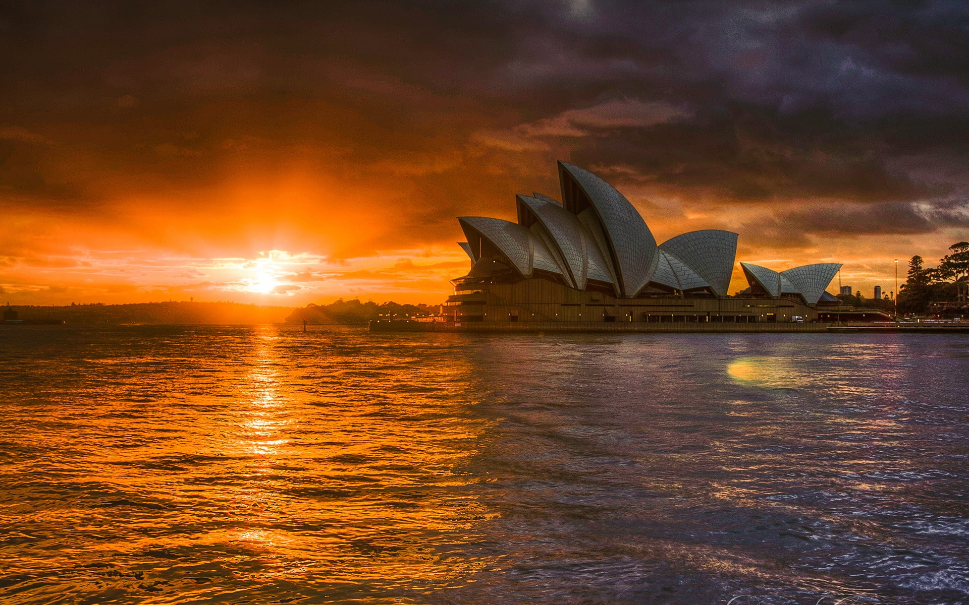 motion, building exterior, building, cloud - sky, Sydney Opera House, 1080P, sky, built structure, sunset, nature, arts culture and entertainment, overcast, HD Wallpaper