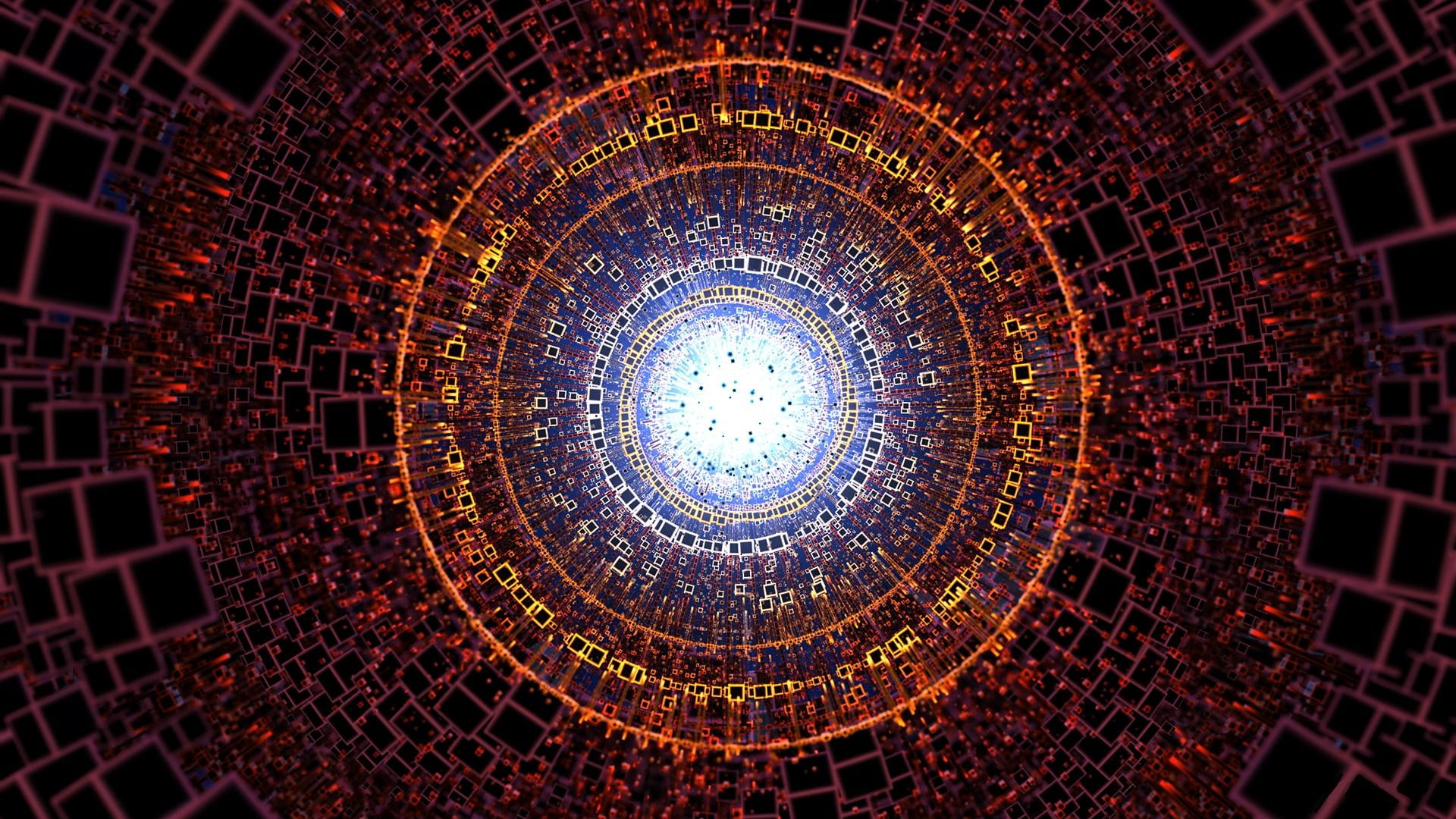 architecture, red, dome, digital, ceiling, backgrounds, shape, computer Graphic, bright, luxury, cyberspace, ornate, indoors, blue, science, cupola, full frame, HD Wallpaper