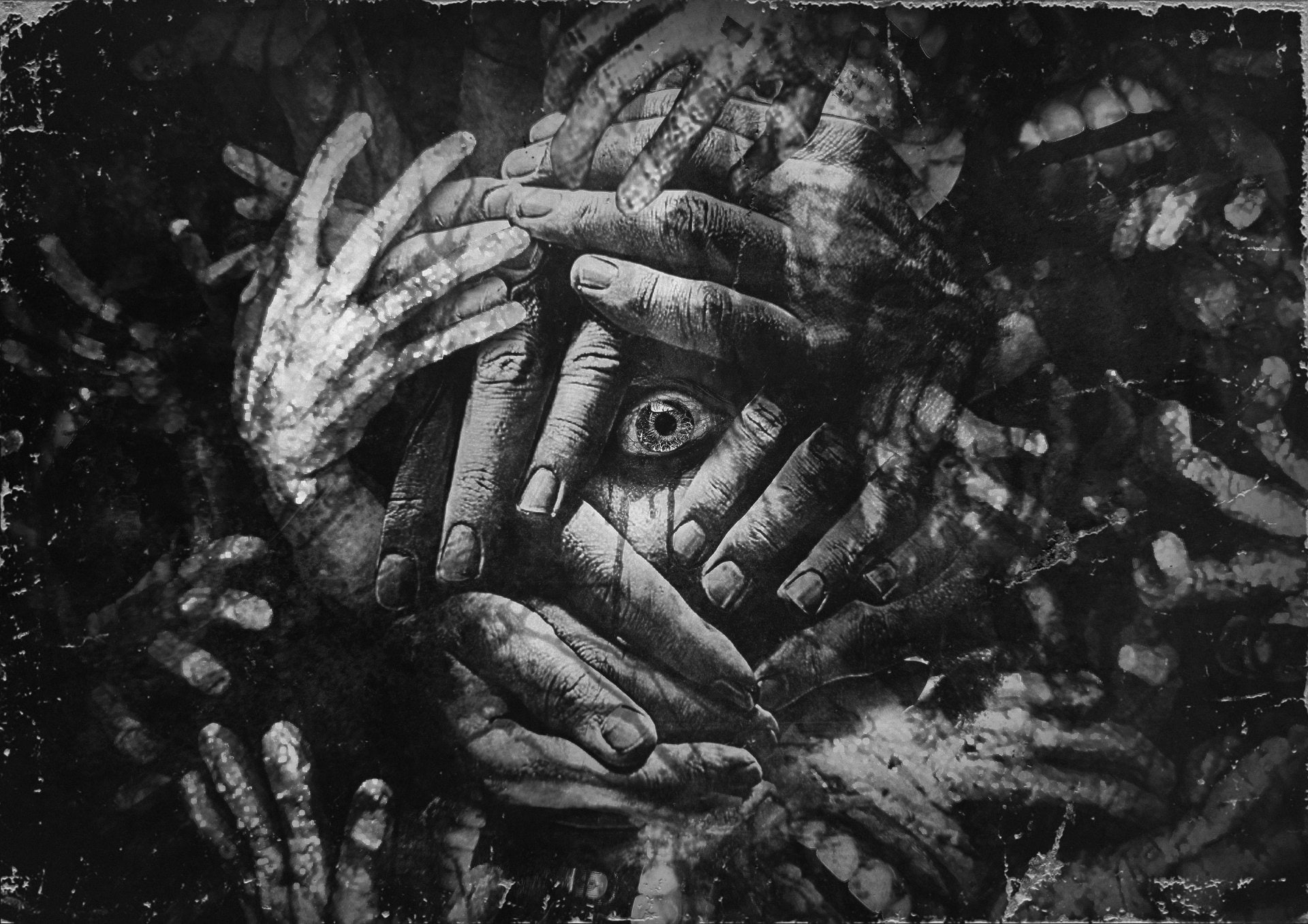 video games, horror, The Evil Within 2, hands, monochrome, eyes, 1080P, HD Wallpaper