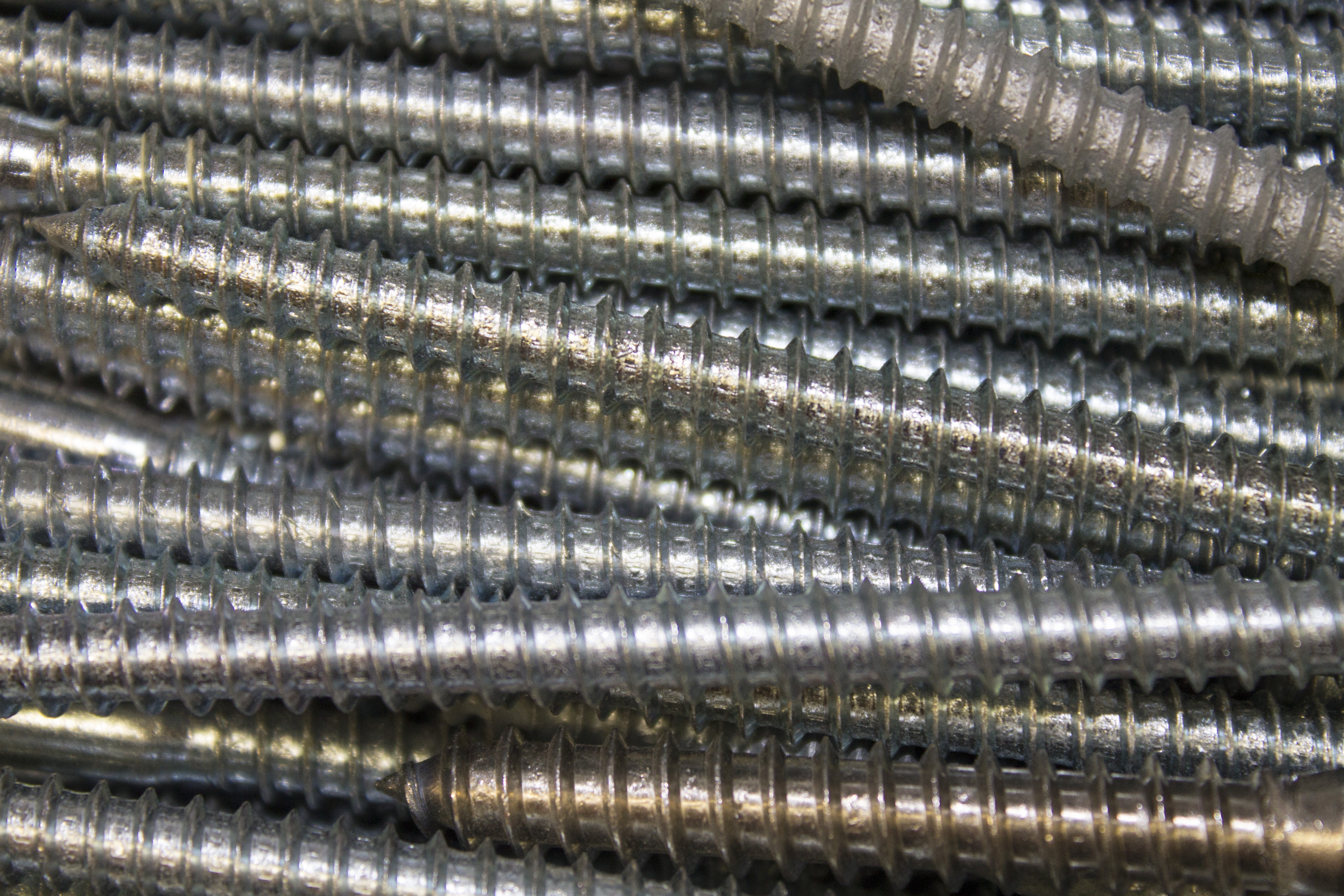 industry, construction Industry, silver colored, screw, hardware, industrial, texture, 4K, rebars, gray, repetition, bolt, in a row, still life, textured, HD Wallpaper