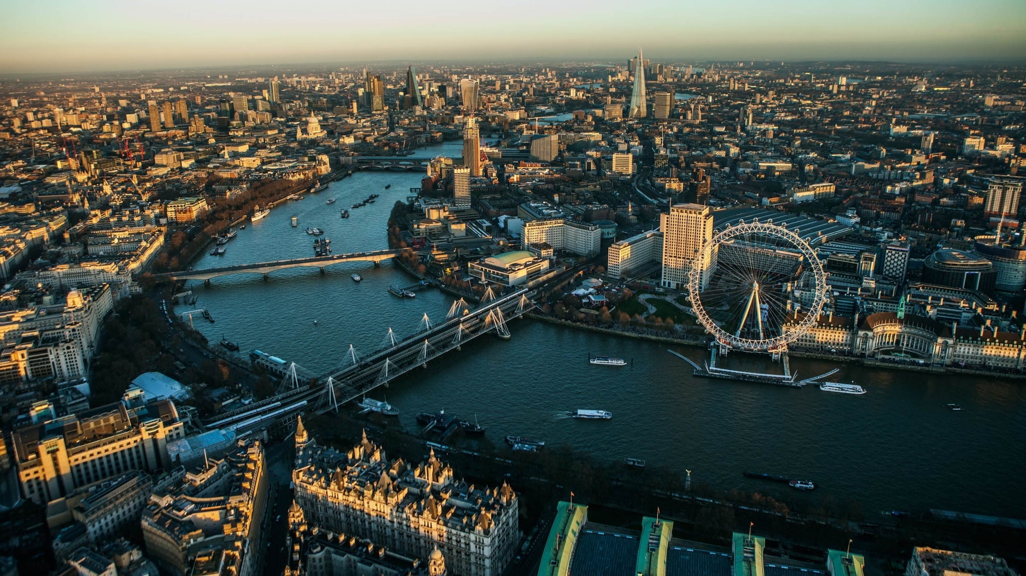 high angle view, travel destinations, water, tourism, bridge - man made structure, office building exterior, building exterior, 1080P, aerial view, travel, HD Wallpaper