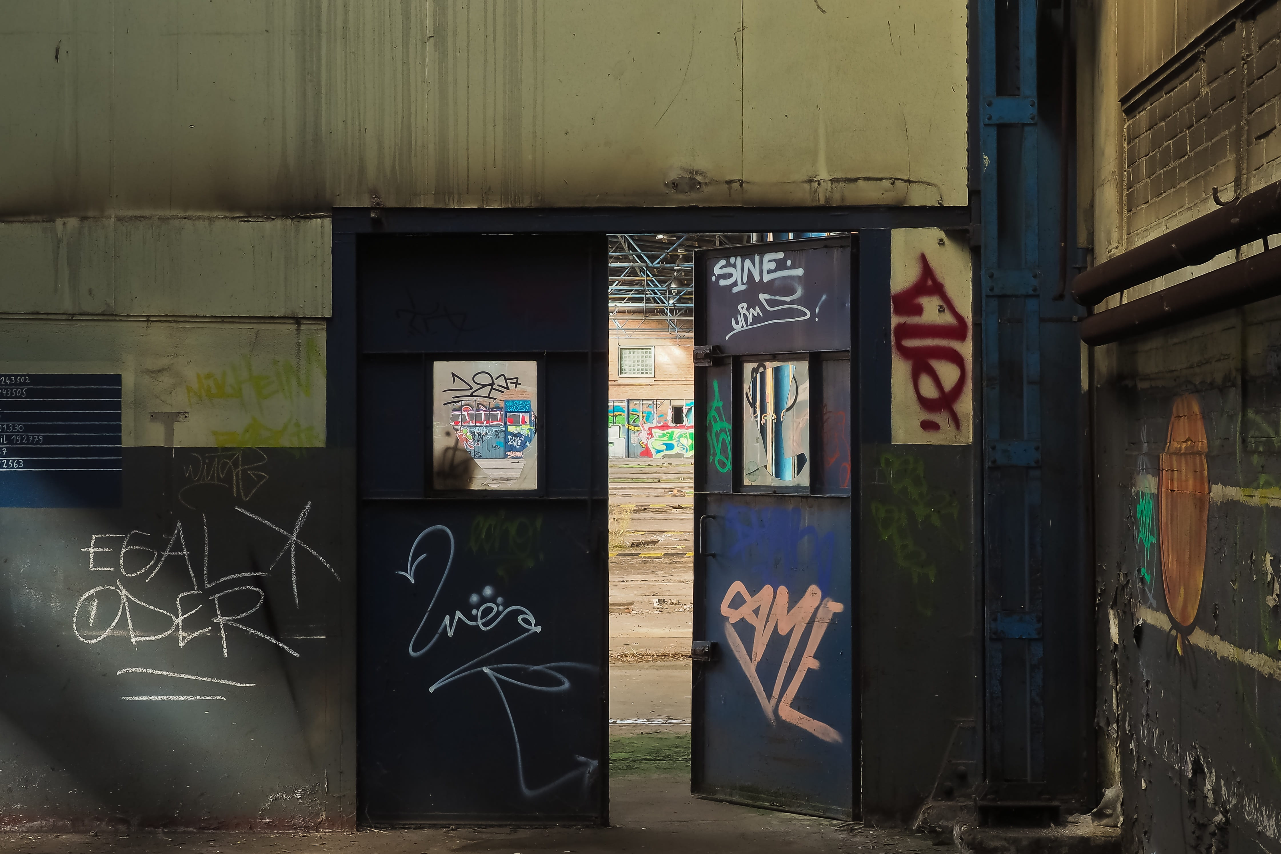 industrial building, metal, factory, architecture, lapsed, built structure, old building, sign, dilapidated, human representation, building, masonry, past, HD Wallpaper