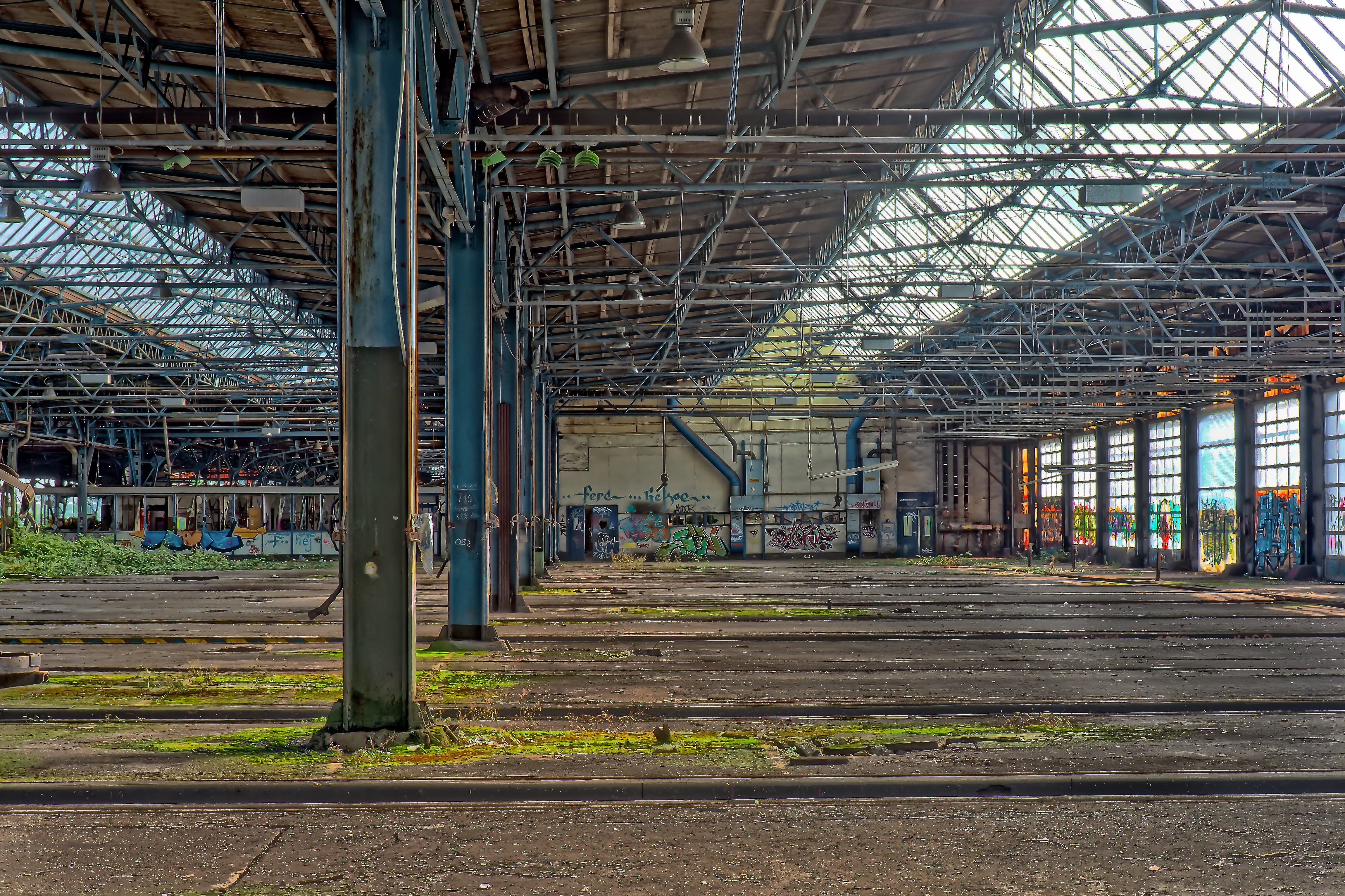 rail transportation, window, empty, abandoned, industry, decay, built structure, day, factory, graffiti, building, past, transience, warehouse, transportation, HD Wallpaper