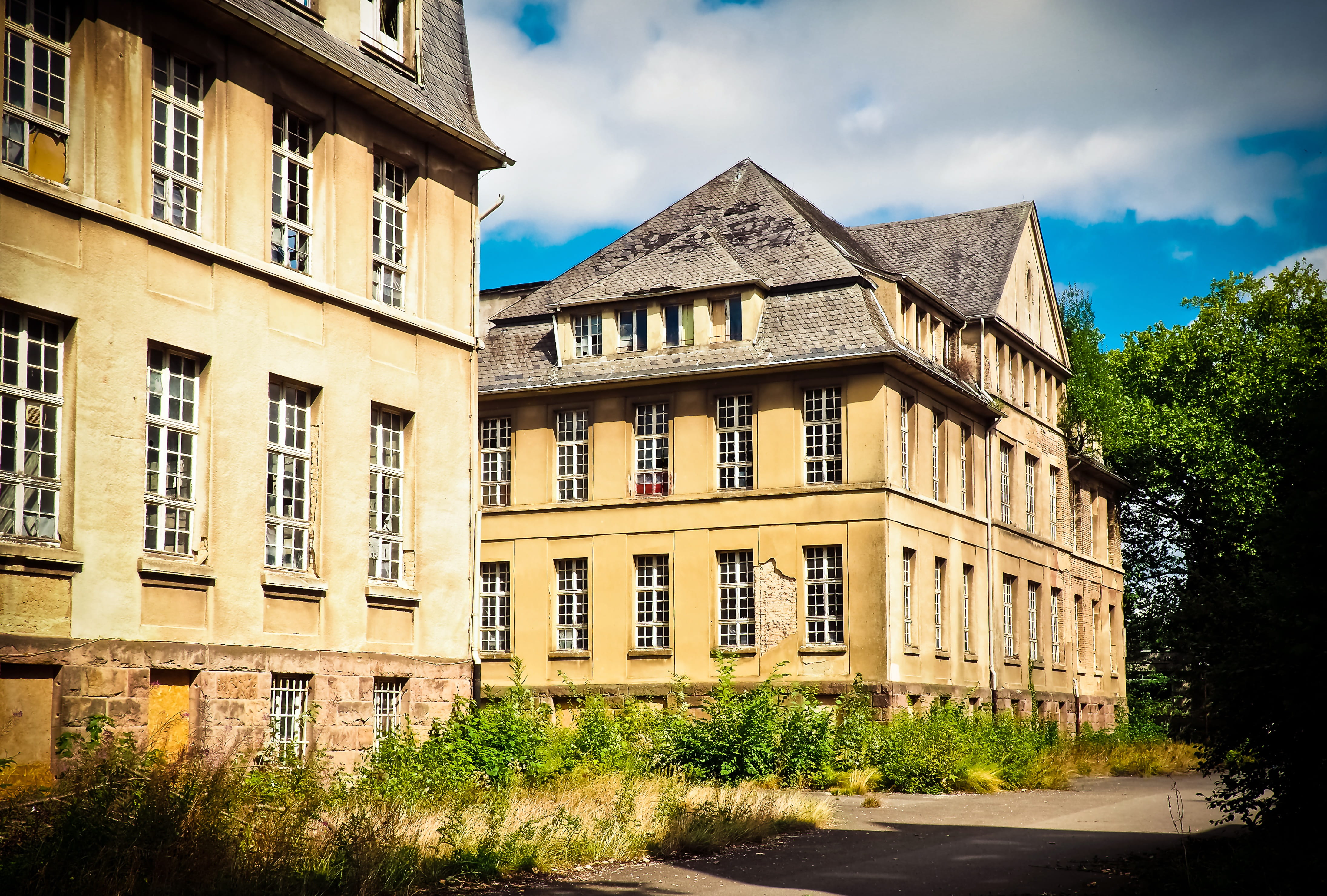 unused, ruin, day, school, monastery, housing development, apartment, broken, city, past, plant, lost places, forget, lapsed, mood, house, abandoned, nature, HD Wallpaper