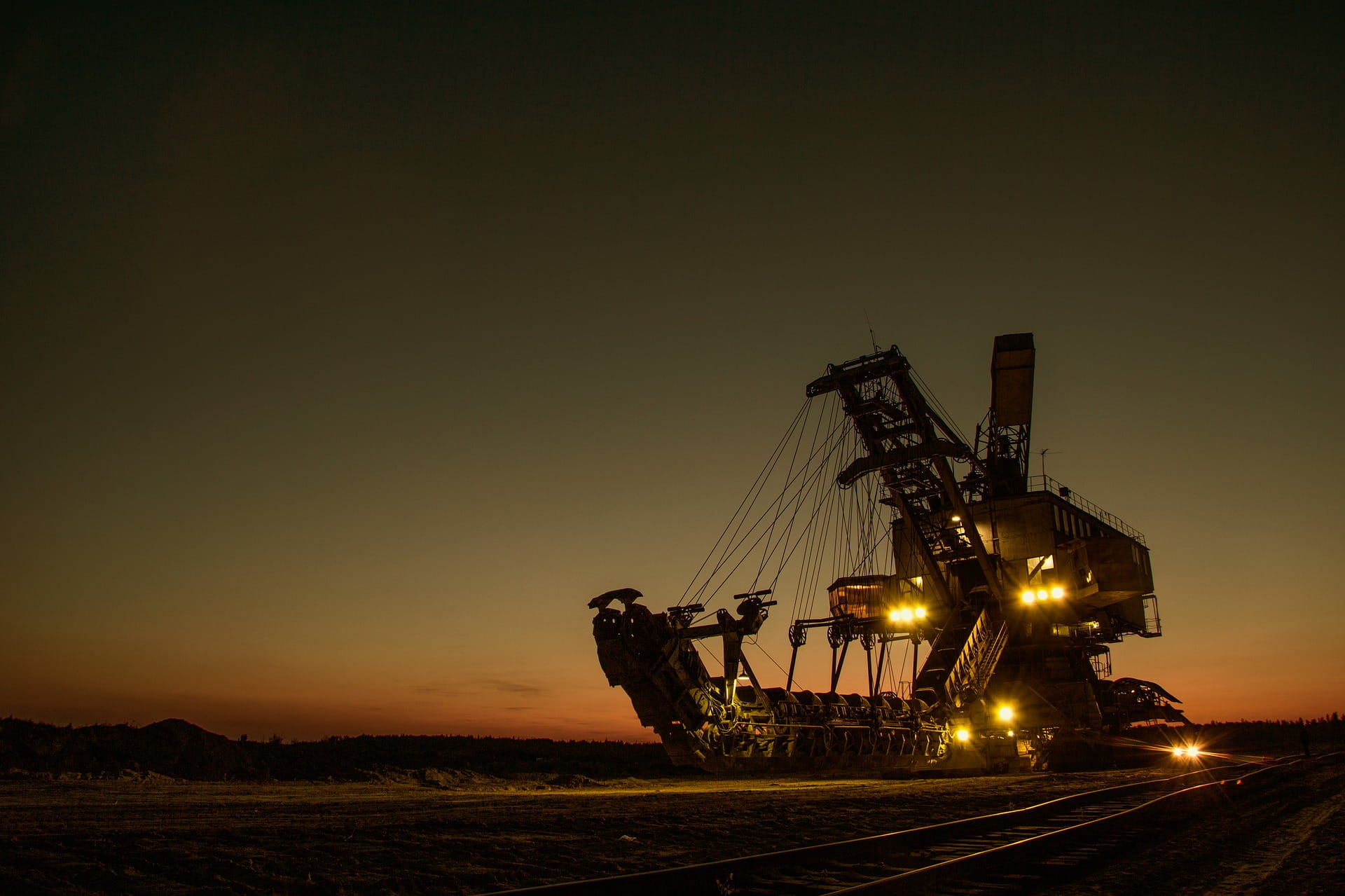 copy space, night, machine, excavator, object, fuel and power generation, mode of transportation, machinery, nature, industrial, sunset, illuminated, no people, HD Wallpaper