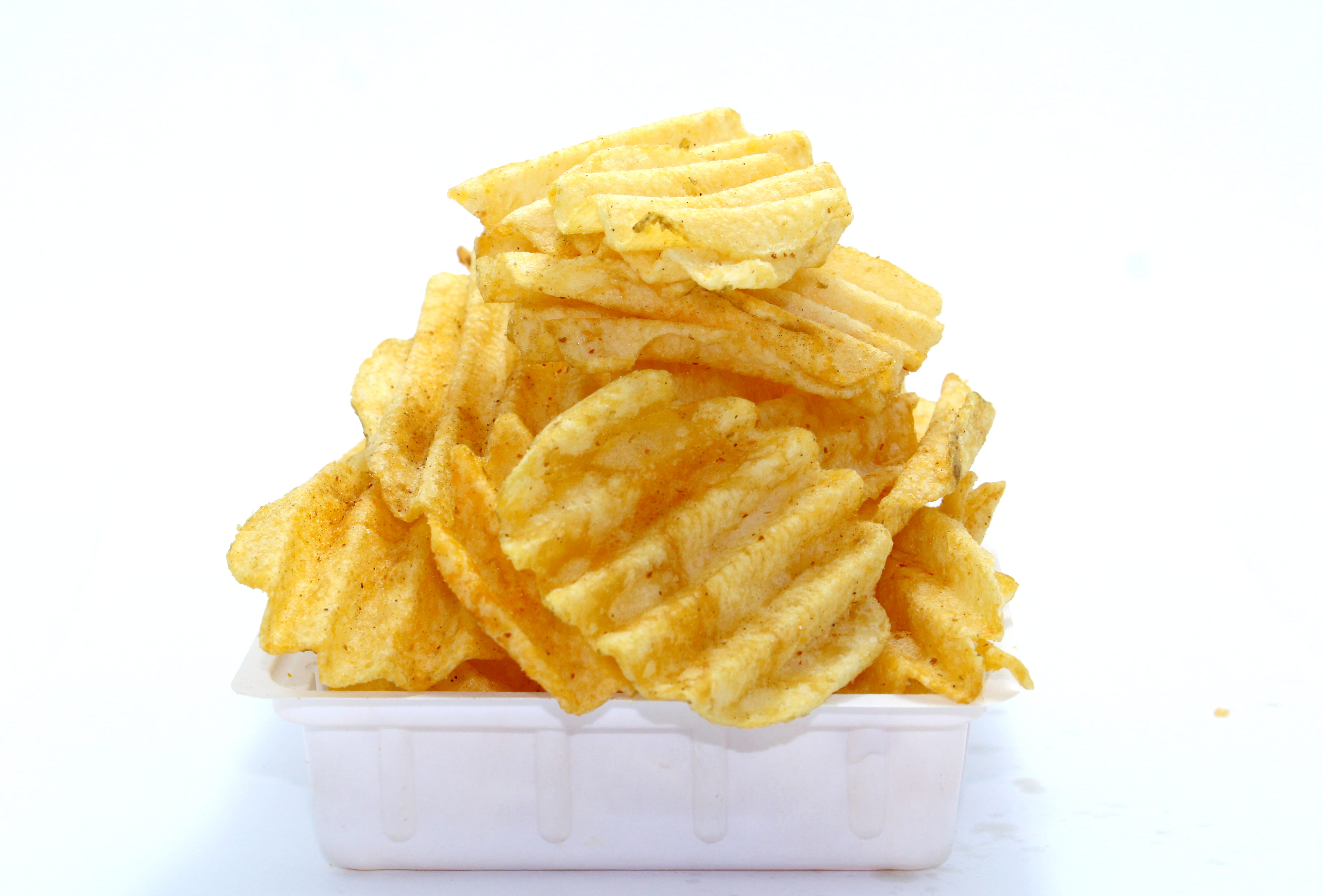 french fries, chips, food and drink, white background, yellow, cut out, 4K, food, greasy, indoors, crisp, potato chip, fried, tasty, bowl, crispy, potato, HD Wallpaper