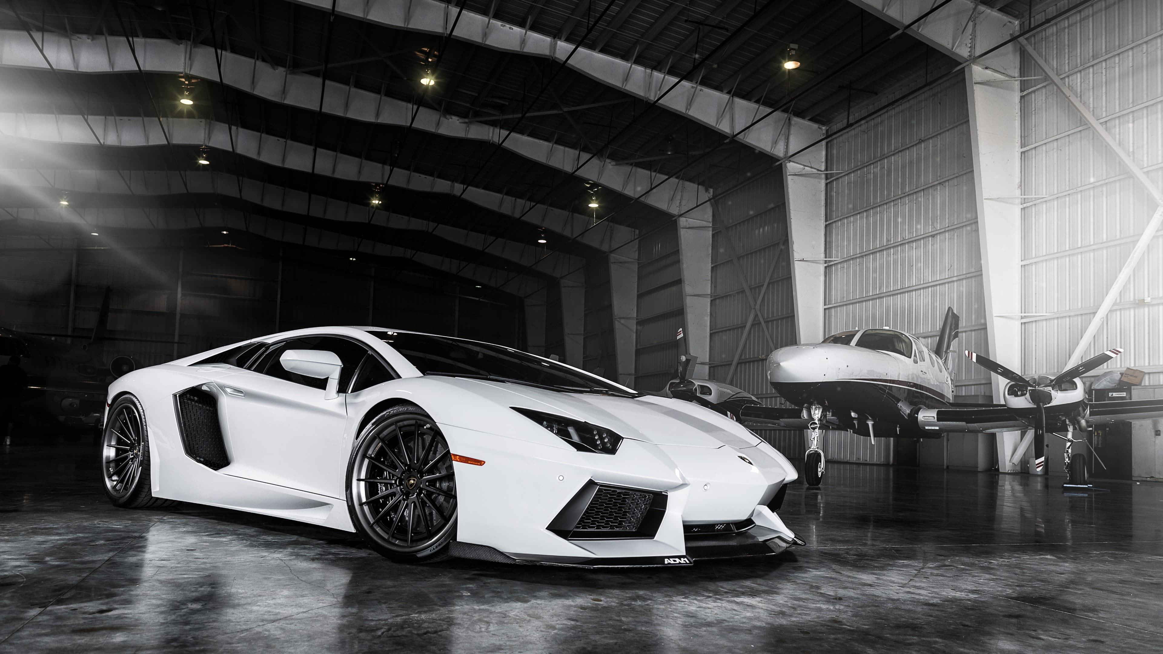 rim, supercar, photography, automotive design, lamborghini, sports car, roadster, lamborghini aventador, hangar, 4K, wheel, vehicle, HD Wallpaper