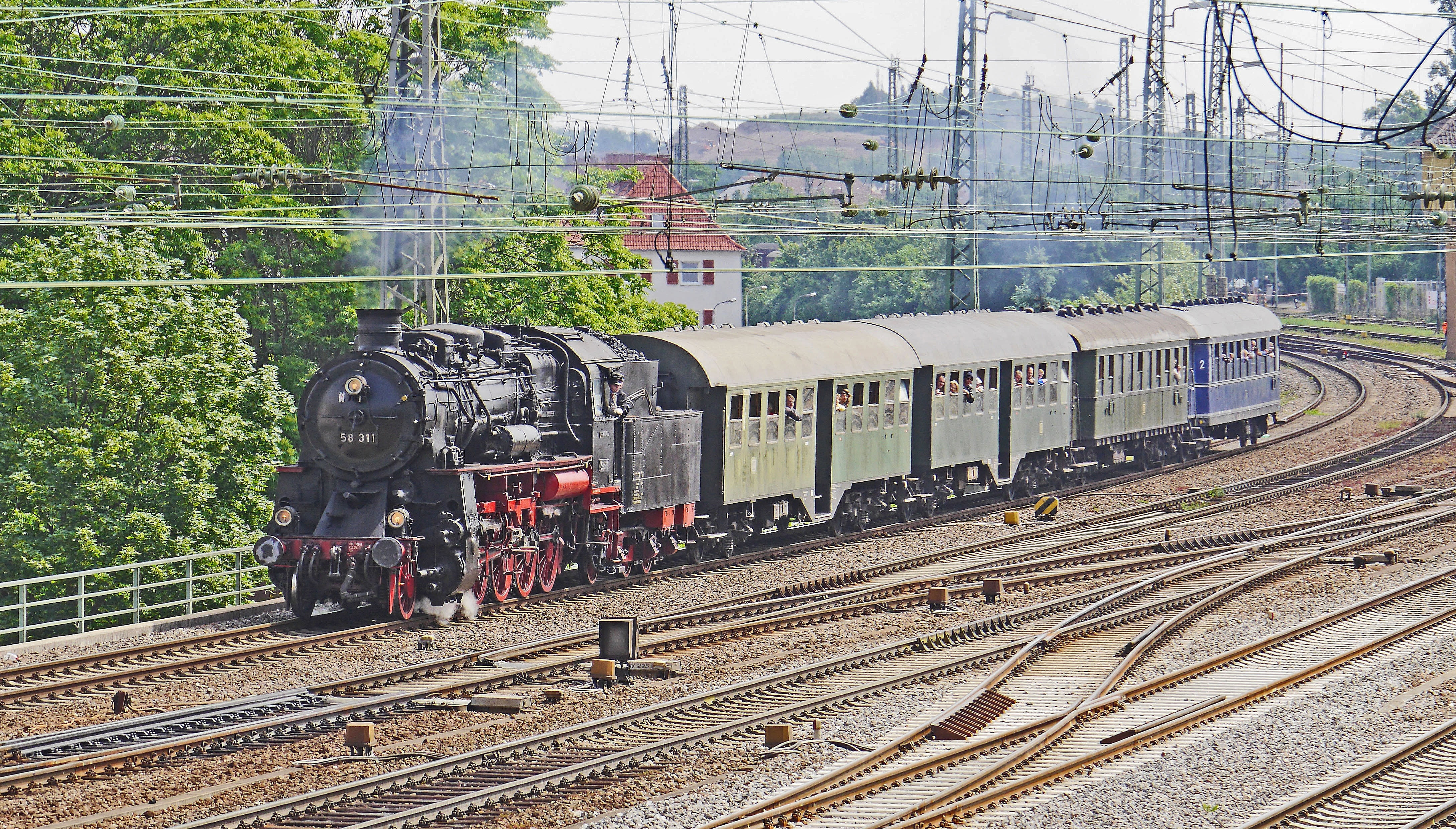 electricity, public transportation, steam locomotive, shunting yard, museum train, no people, 4K, three cylindrical, locomotive, baden, steam railway, HD Wallpaper