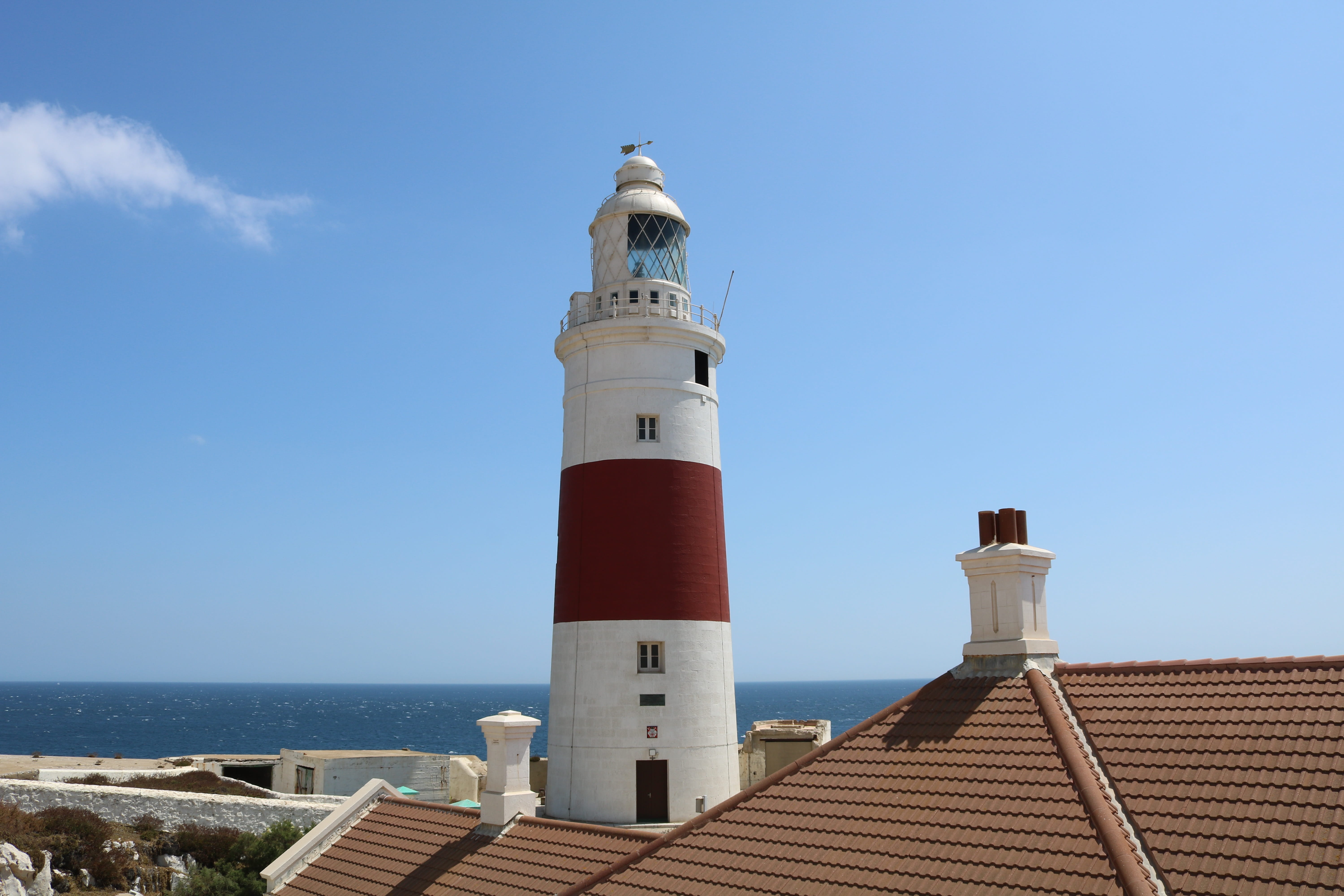 guidance, day, protection, blue, rock, red, nature, outdoors, no people, punta europa, architecture, 5K, building exterior, sea, lighthouse, security, HD Wallpaper