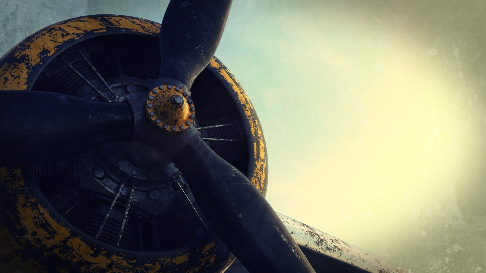 wheel, background, metal, outdoors, plane, low, aircraft, old, old aircraft, architecture, angle, motor, machinery, no people, built structure, aviation, HD Wallpaper