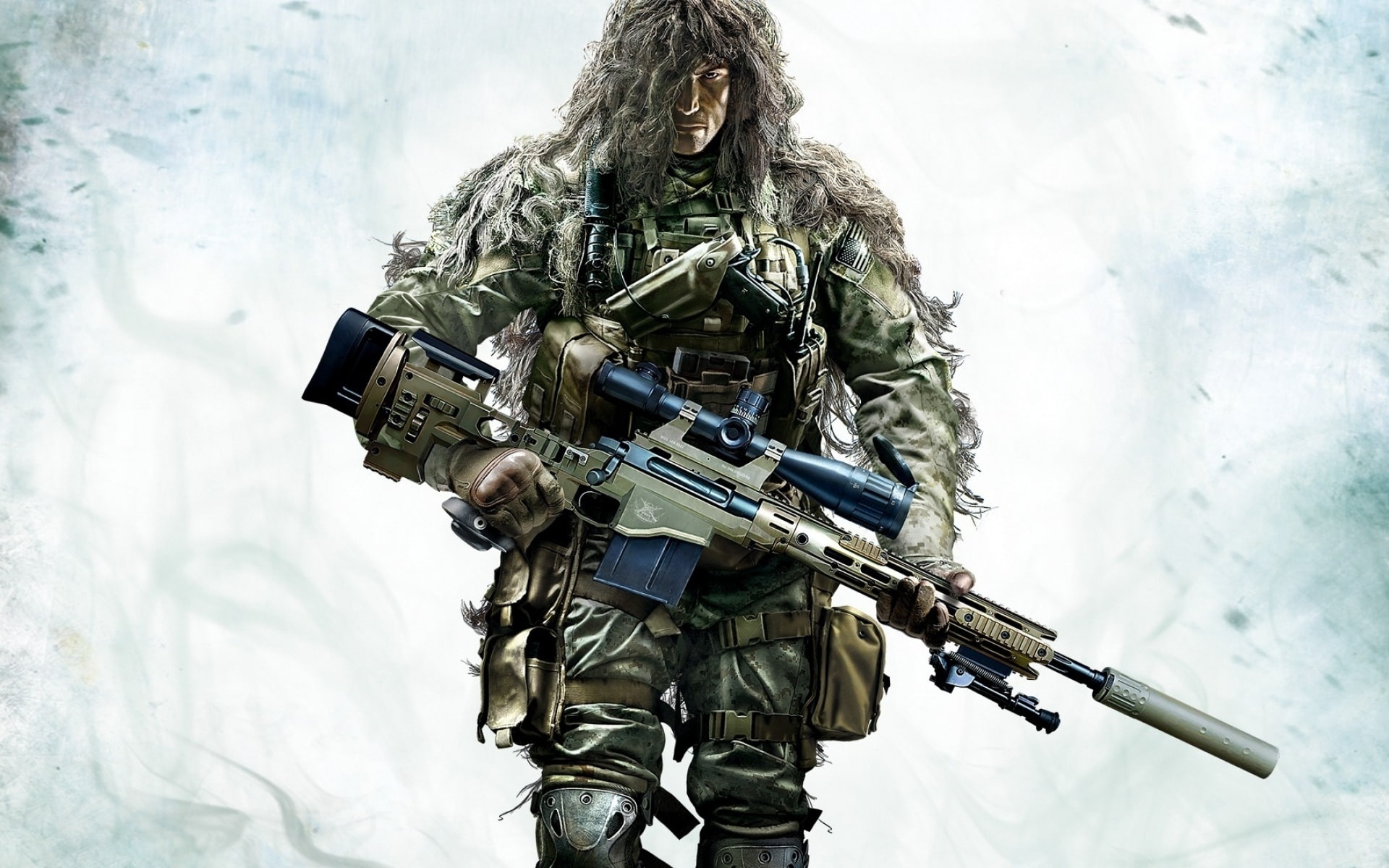 ghost, sniper, 1080P, warrior, camouflage, HD Wallpaper
